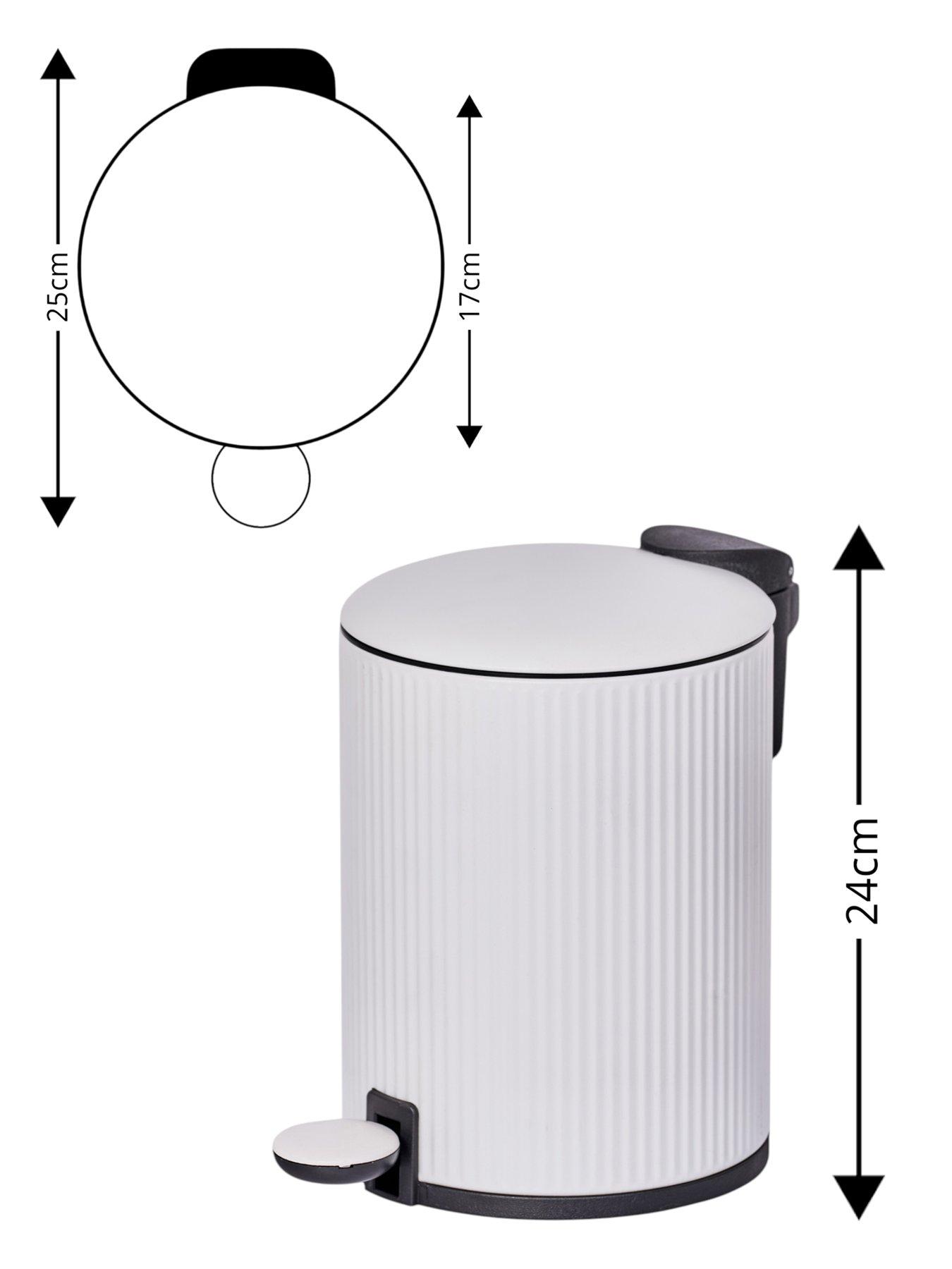 Image 3 of 3 of Showerdrape Alpini White Round Ribbed 3l Soft Close Pedal Bin