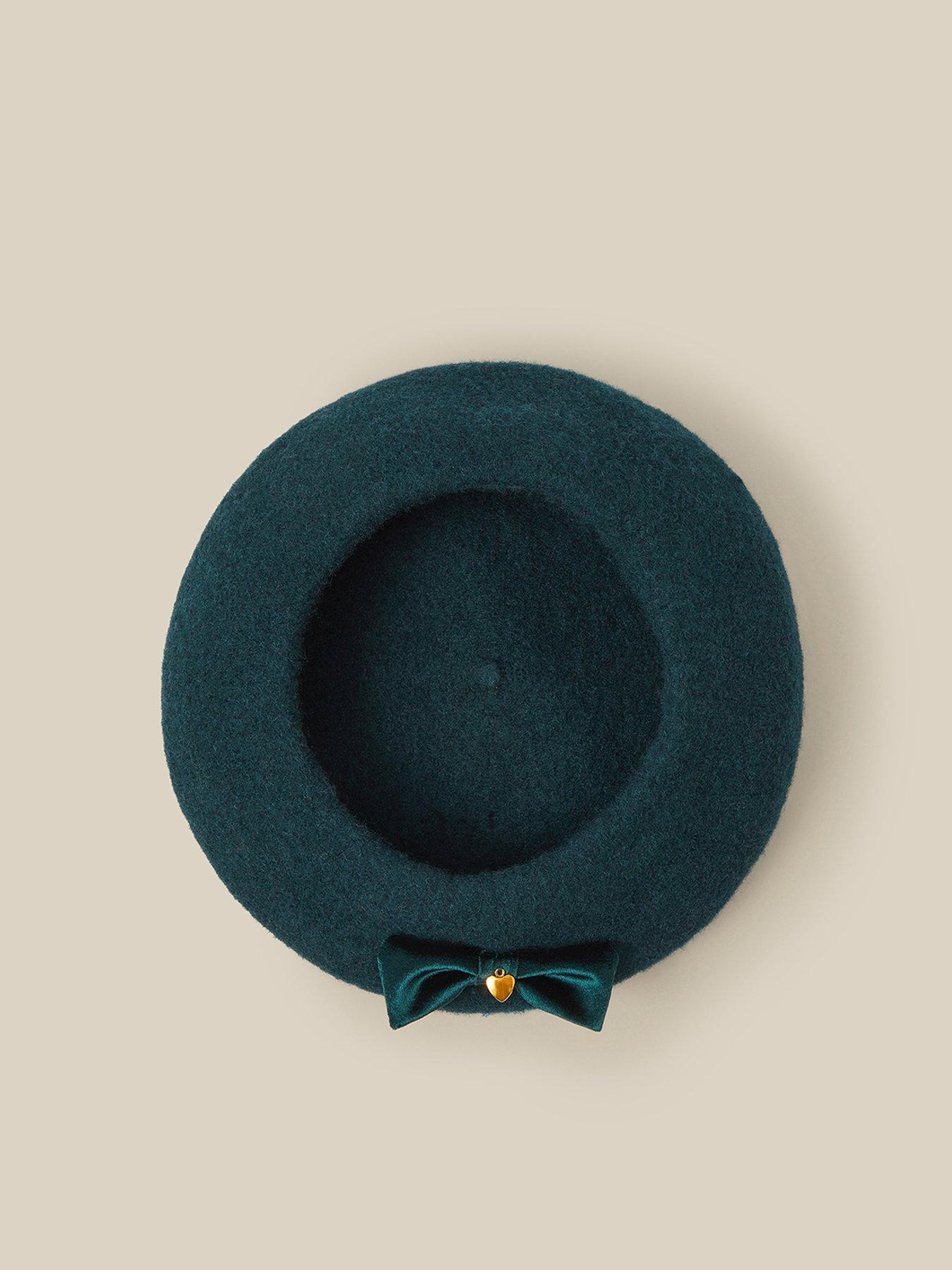 Image 2 of 3 of Monsoon Girls Velvet Bow Beret &amp; Glove Set - Green