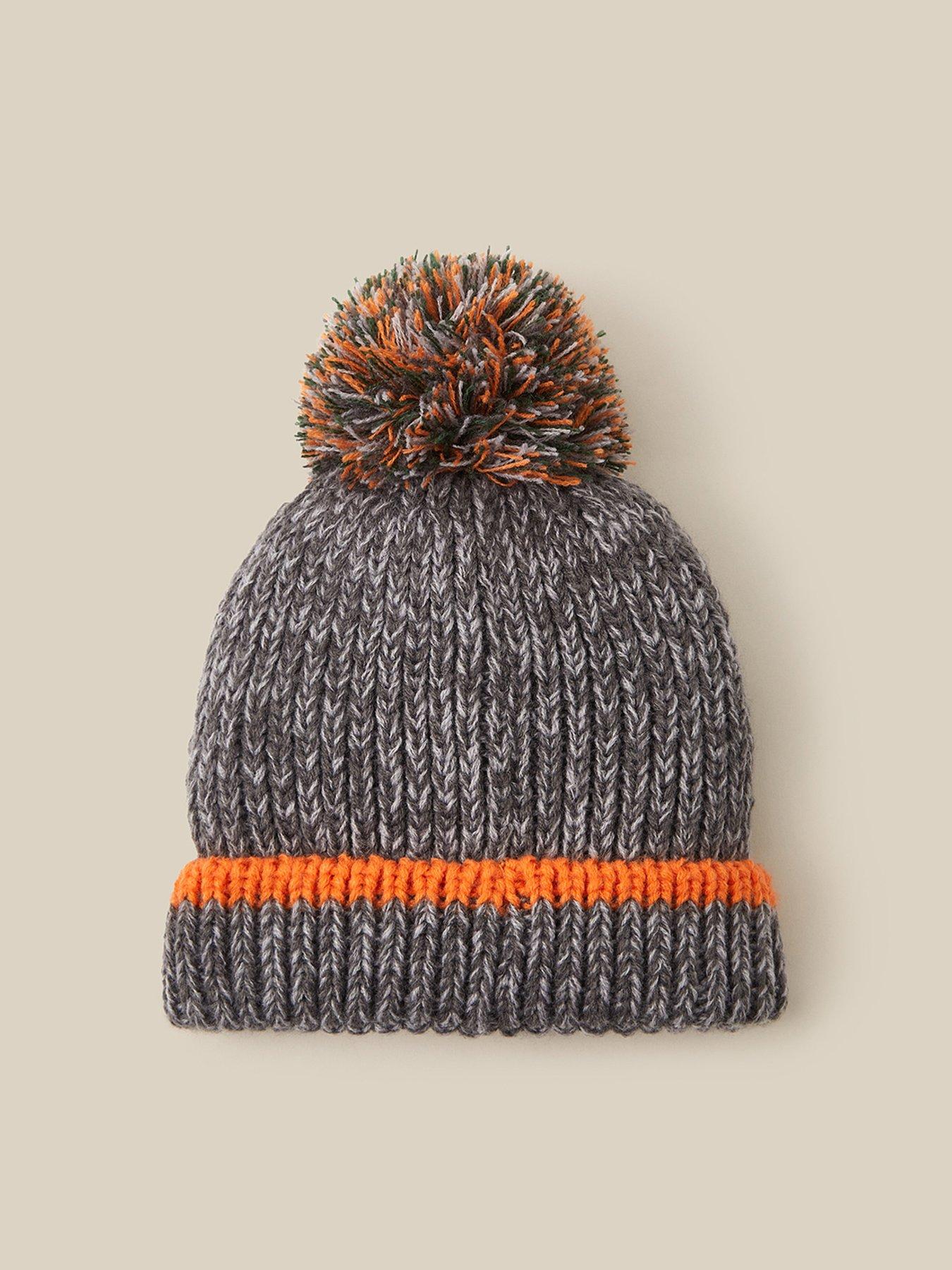 Image 2 of 3 of Monsoon Boys Chunky Knit Animal Pom Pom Hat - Multi