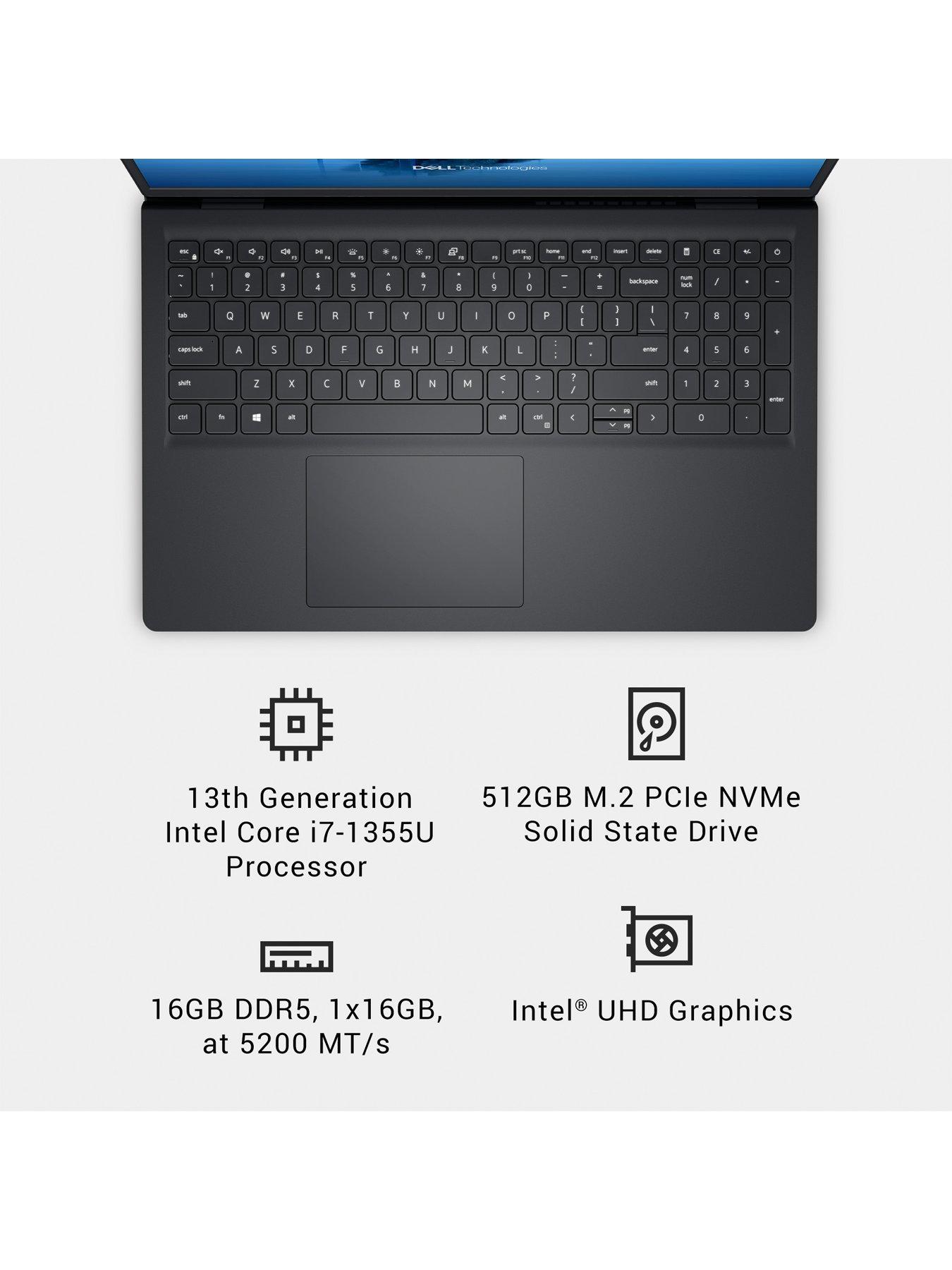 Image 6 of 7 of Dell 15 Laptop DC15250 - Intel Core i7, 16GB RAM, 512GB SSD, 15.6in FHD, Black - No Power Adaptor Included