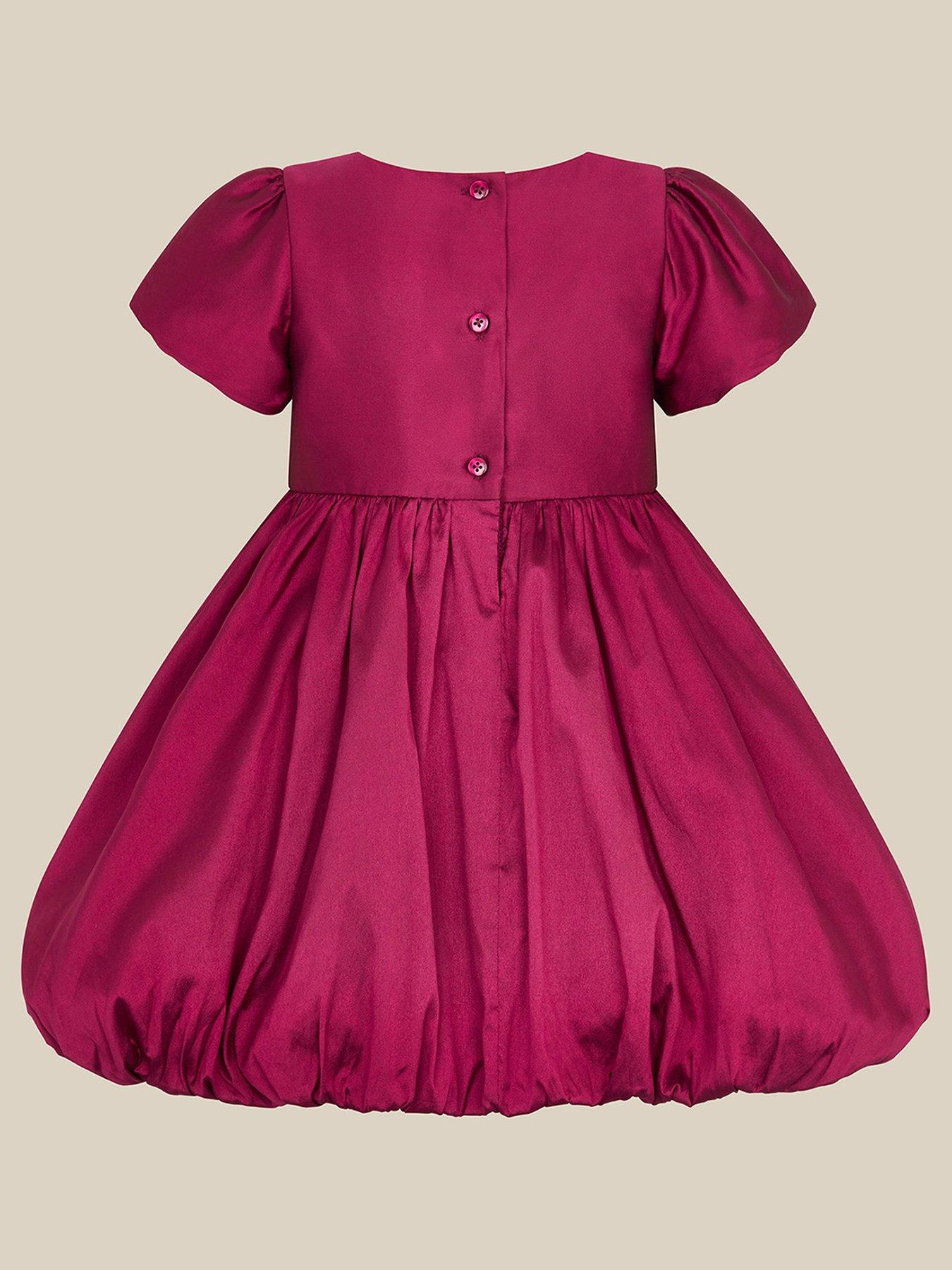 Image 2 of 3 of Monsoon Baby Girls Taffeta Bow Puffball Dress - Red