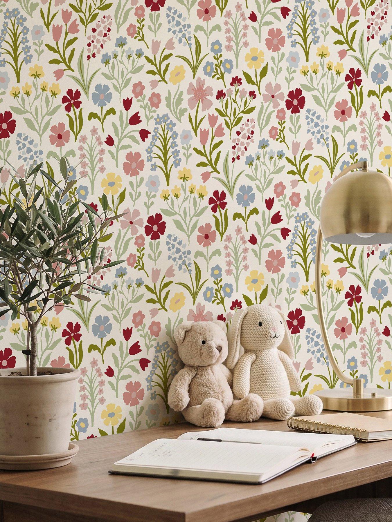 Image 1 of 4 of ARTHOUSE Pretty Meadow Natural &amp; Multicolour Wallpaper