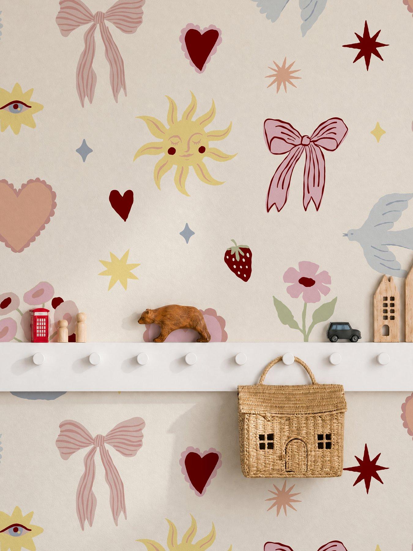 Image 1 of 4 of ARTHOUSE Hearts & Ribbons Multi Walpaper