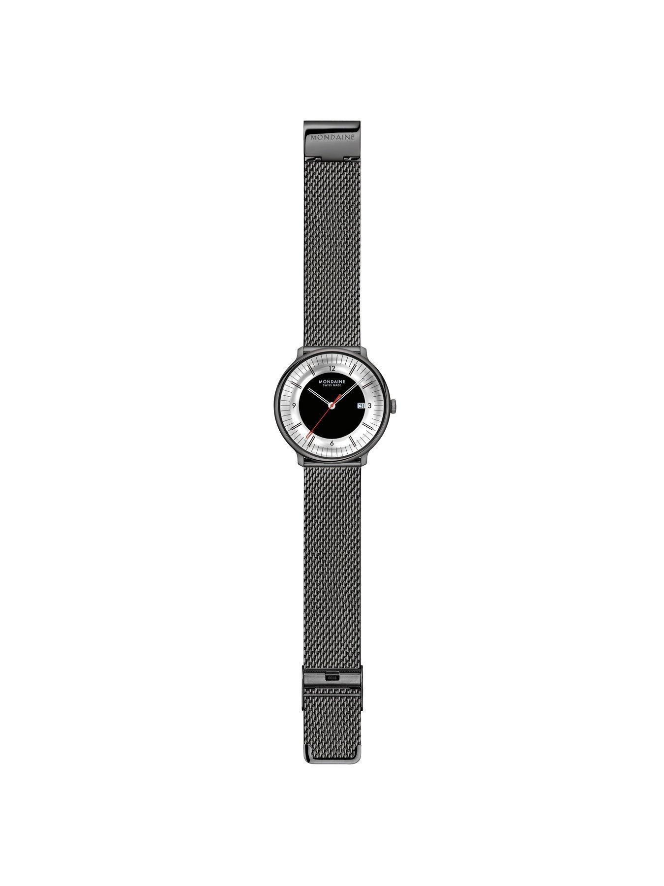 Image 3 of 7 of Mondaine Womens Mirror Dial Mesh Bracelet Watch - Black
