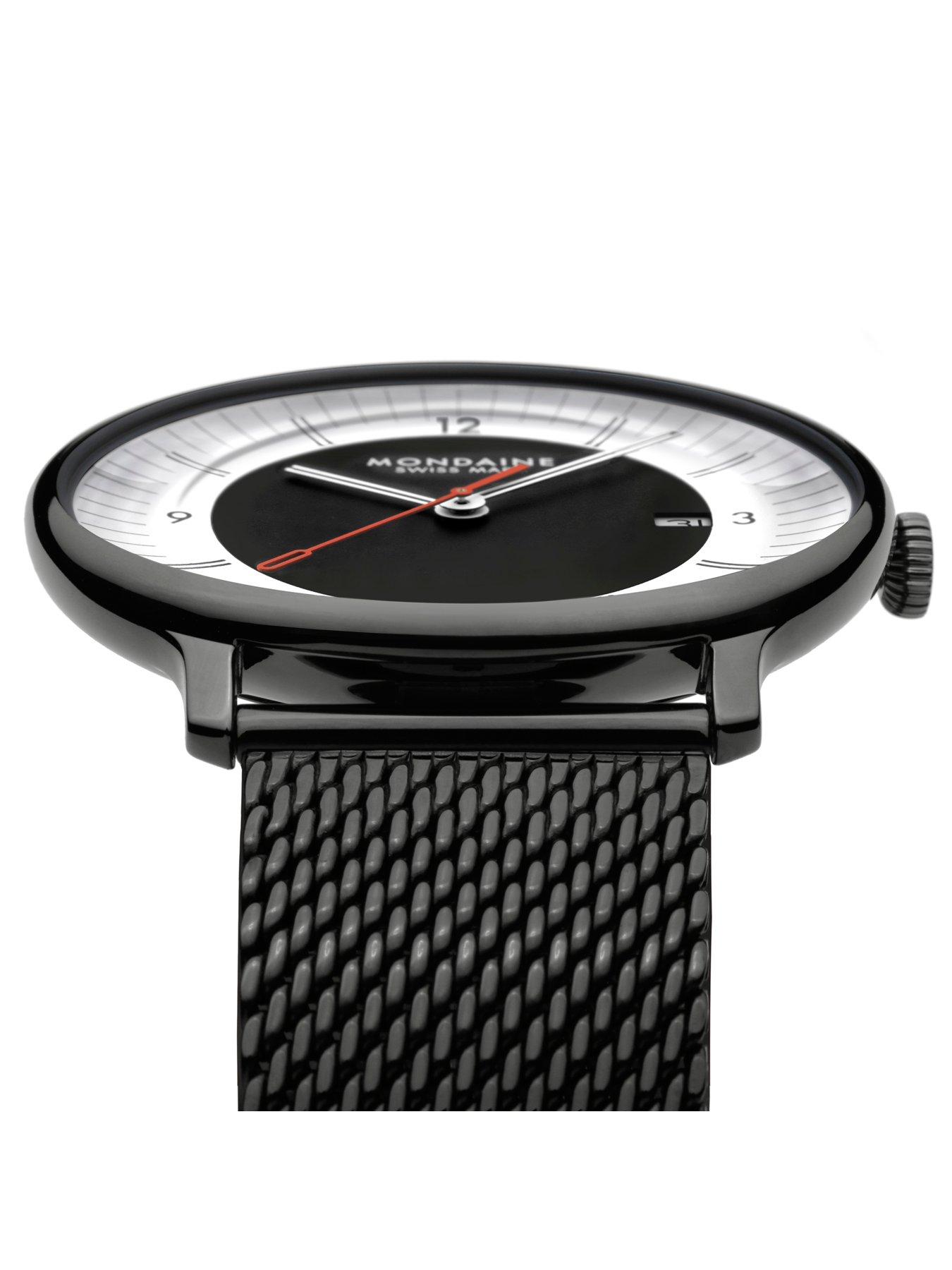 Image 5 of 7 of Mondaine Womens Mirror Dial Mesh Bracelet Watch - Black