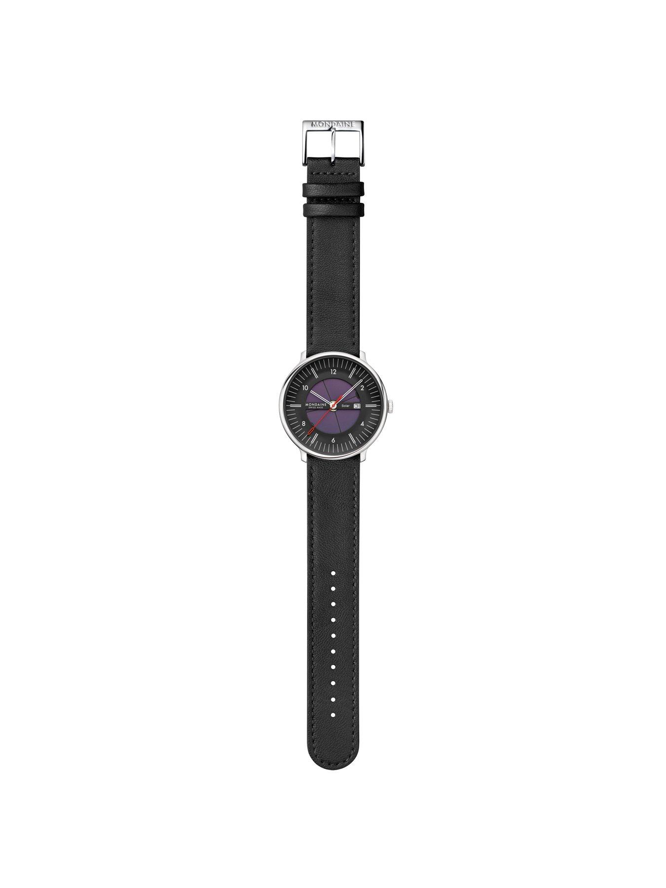 Image 2 of 5 of Mondaine Mens Mondaine Doppio 41mm Skeleton Black Dial Leather Solar Watch &nbsp;- One Colour