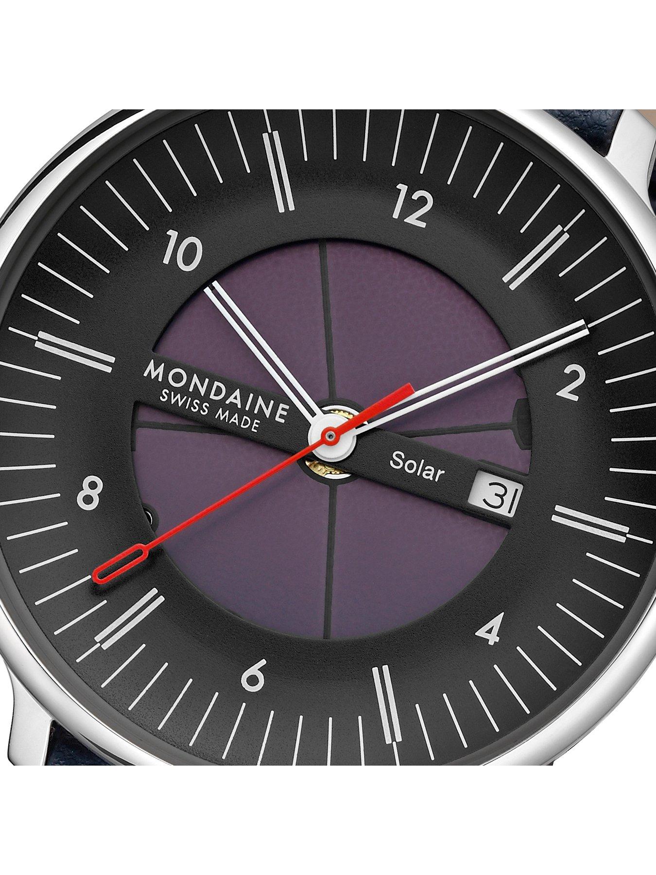 Image 3 of 5 of Mondaine Mens Mondaine Doppio 41mm Skeleton Black Dial Leather Solar Watch &nbsp;- One Colour