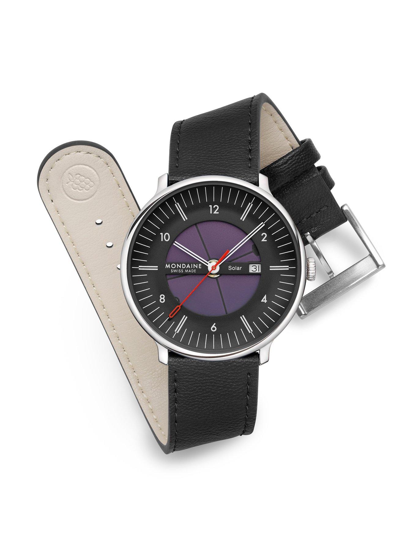 Image 4 of 5 of Mondaine Mens Mondaine Doppio 41mm Skeleton Black Dial Leather Solar Watch &nbsp;- One Colour