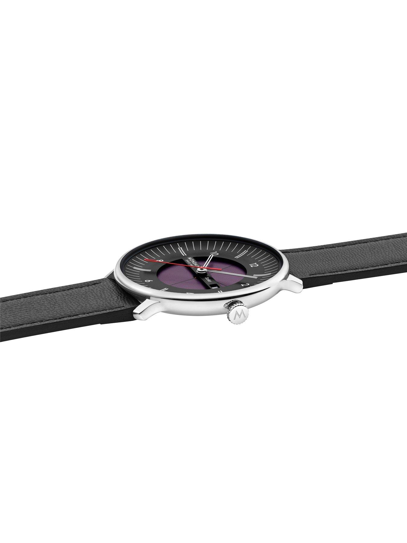 Image 5 of 5 of Mondaine Mens Mondaine Doppio 41mm Skeleton Black Dial Leather Solar Watch &nbsp;- One Colour