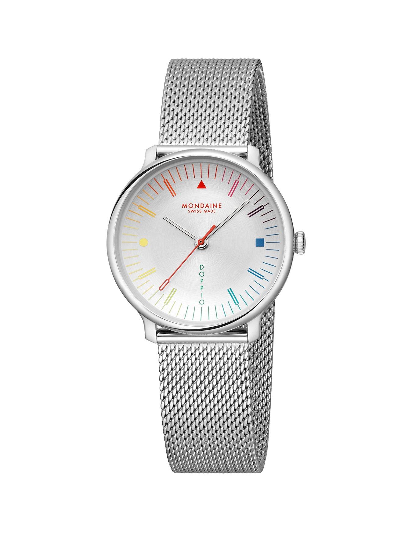 Image 1 of 6 of Mondaine Womens Doppio MLE.41210.SM Swiss Made Mesh Strap Watch - Silver