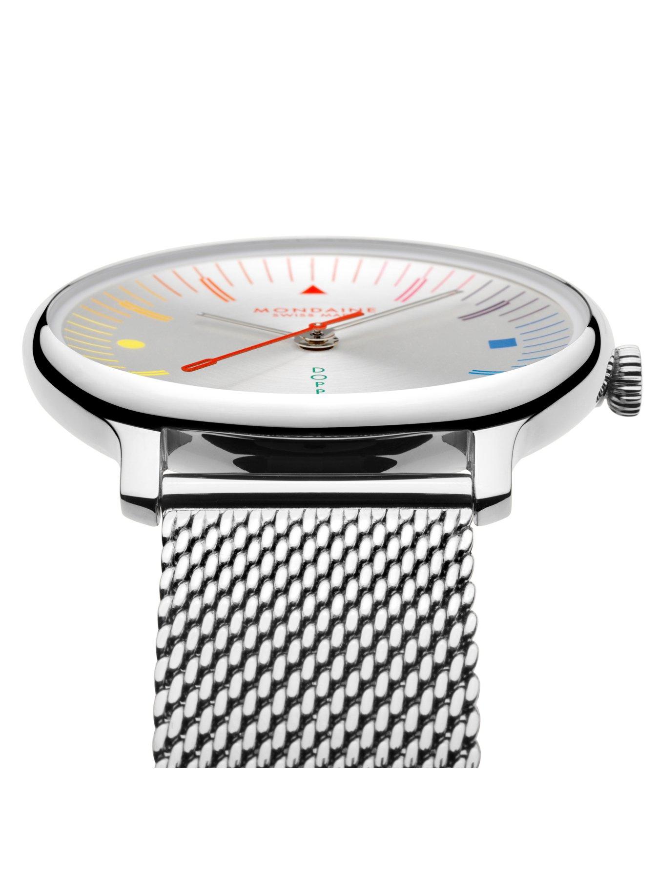 Image 4 of 6 of Mondaine Womens Doppio MLE.41210.SM Swiss Made Mesh Strap Watch - Silver