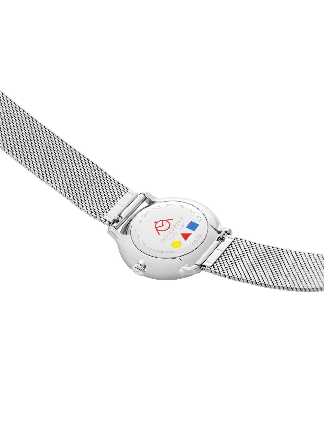 Image 5 of 6 of Mondaine Womens Doppio MLE.41210.SM Swiss Made Mesh Strap Watch - Silver