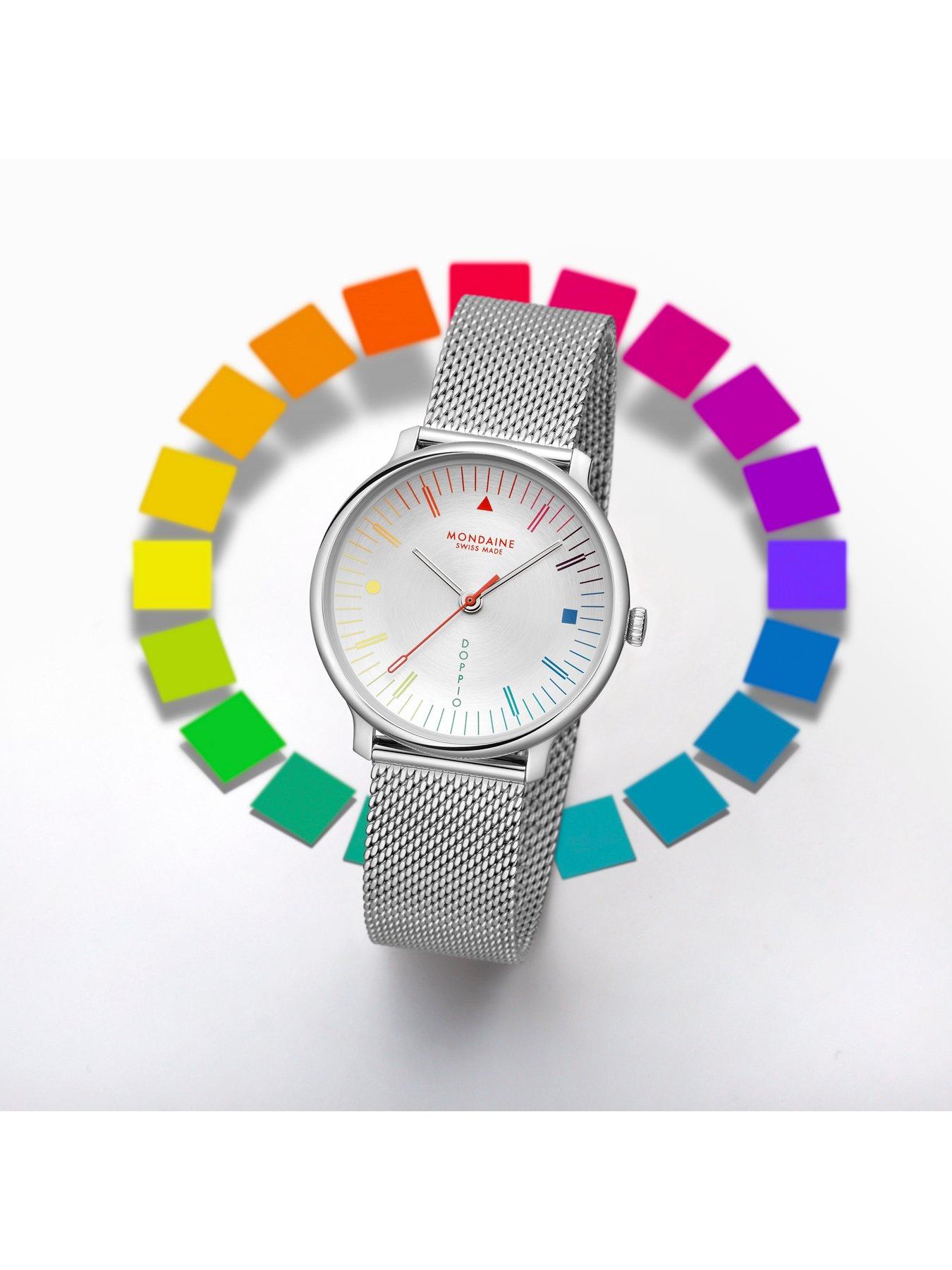 Image 6 of 6 of Mondaine Womens Doppio MLE.41210.SM Swiss Made Mesh Strap Watch - Silver
