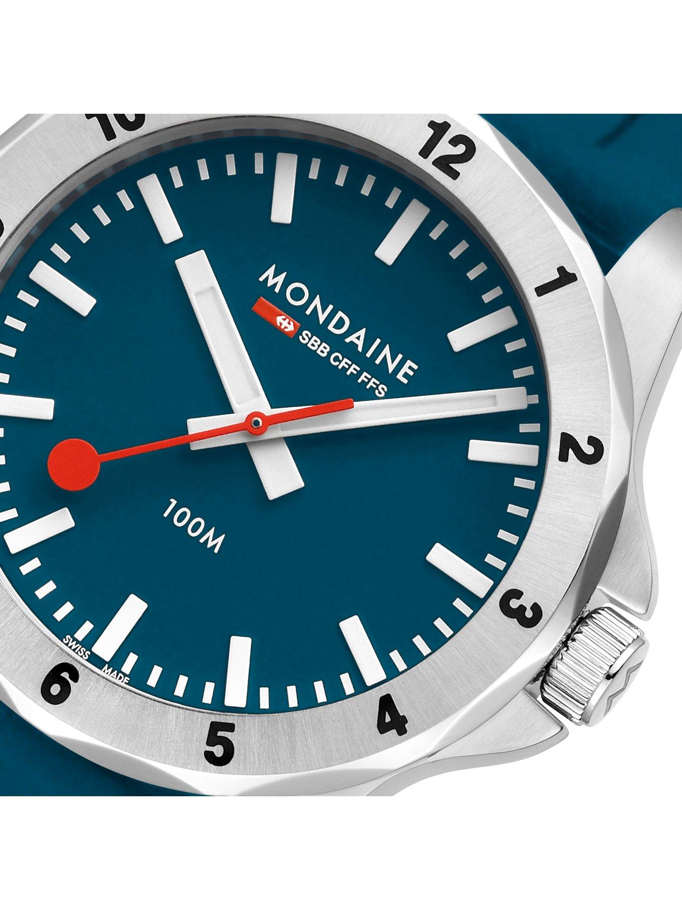 Image 2 of 6 of Mondaine Mens Numeri 42 mm Sapphire Crystal Silicone Strap Watch - Blue