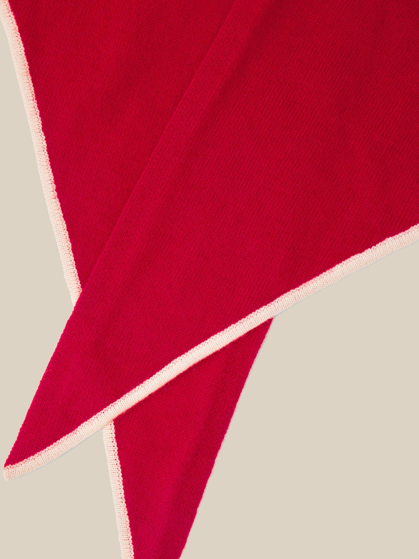 Image 2 of 2 of Monsoon Womens Tabi Tipped Triangle Scarf - Red
