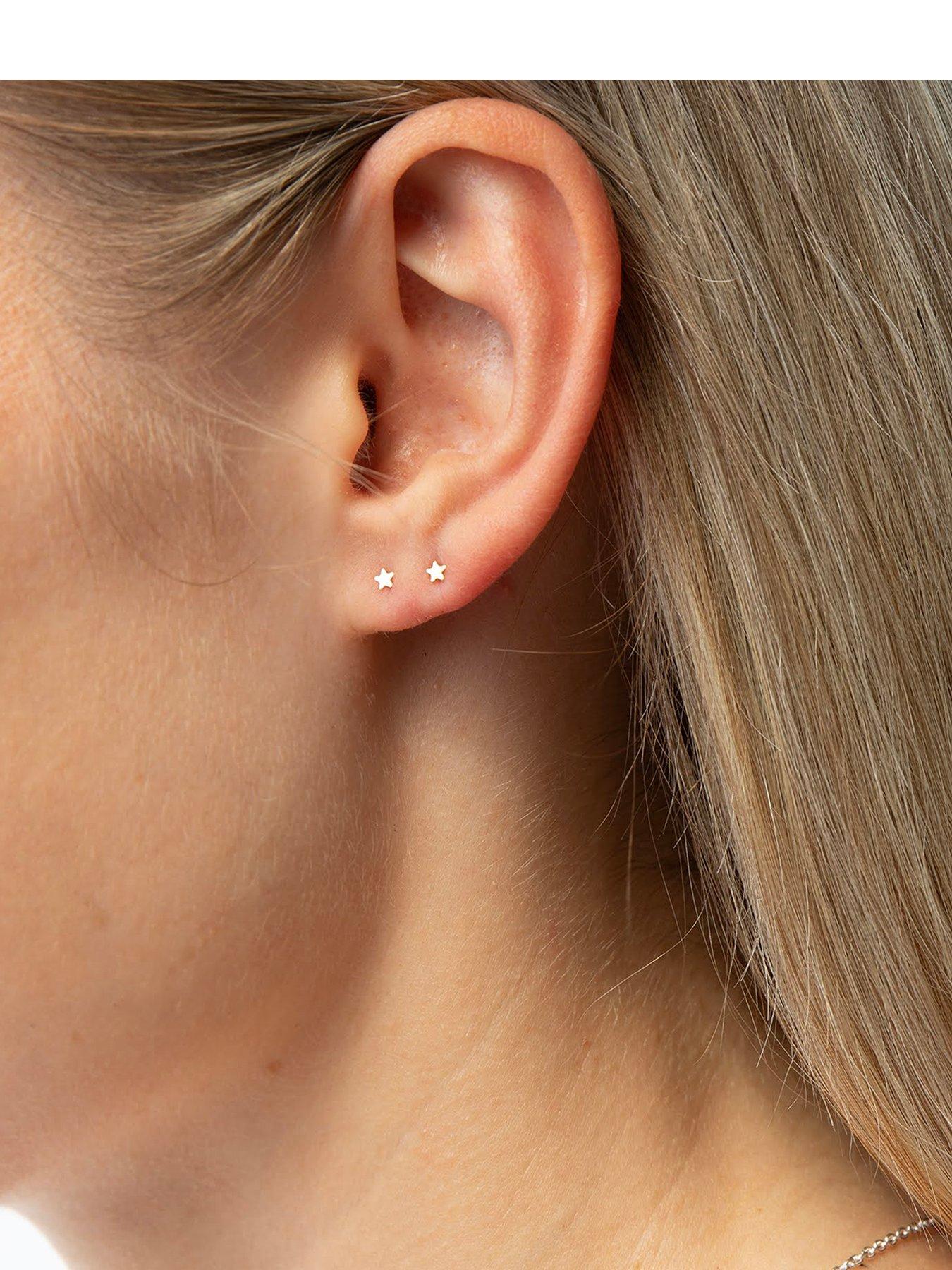 Image 1 of 7 of Seol + Gold 9ct Solid Gold Tiny Star Studs