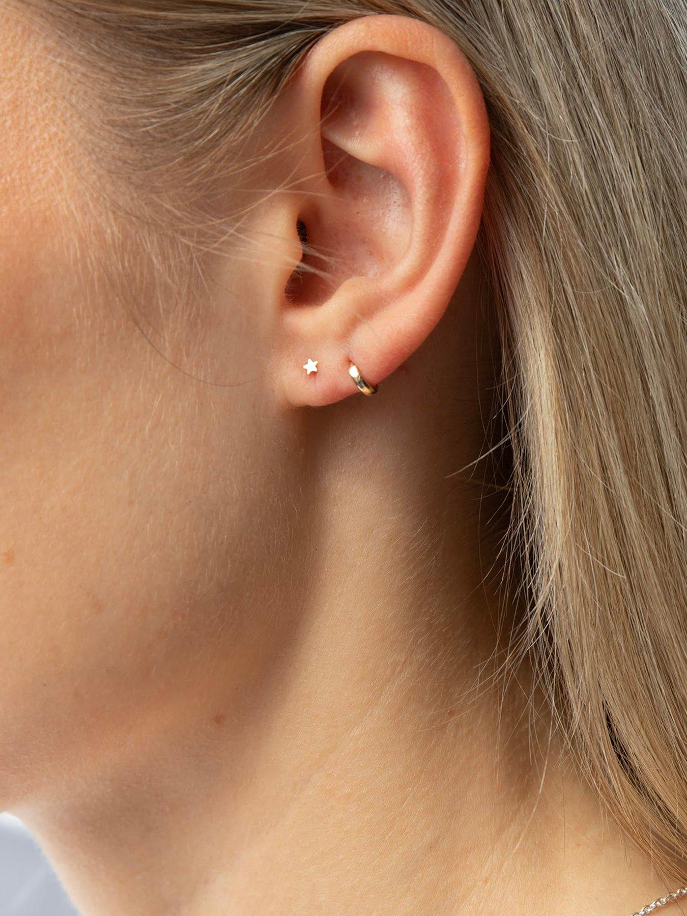 Image 4 of 7 of Seol + Gold 9ct Solid Gold Tiny Star Studs