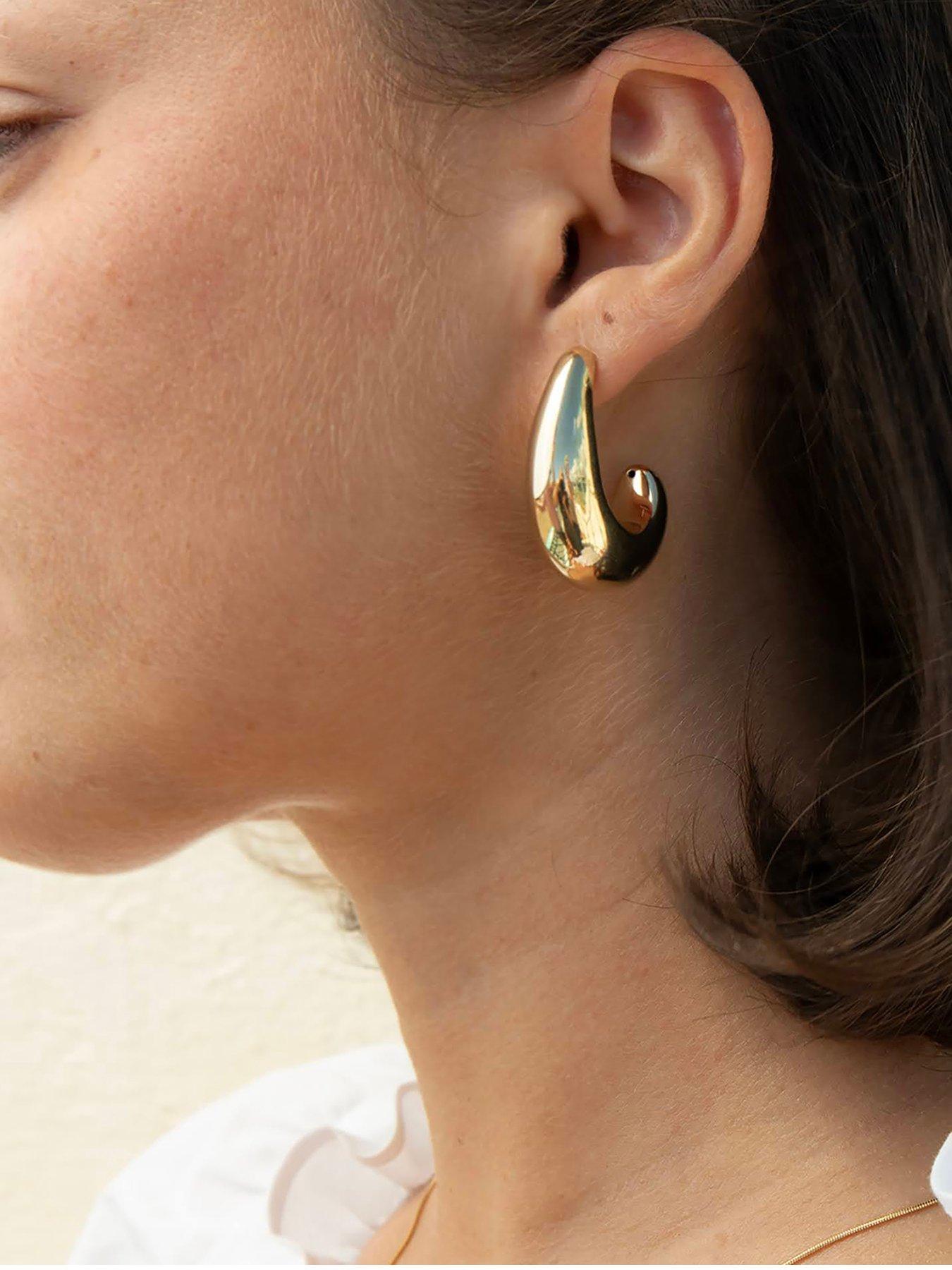Seol + Gold 18ct Gold Plated XL Curved Stud Earrings