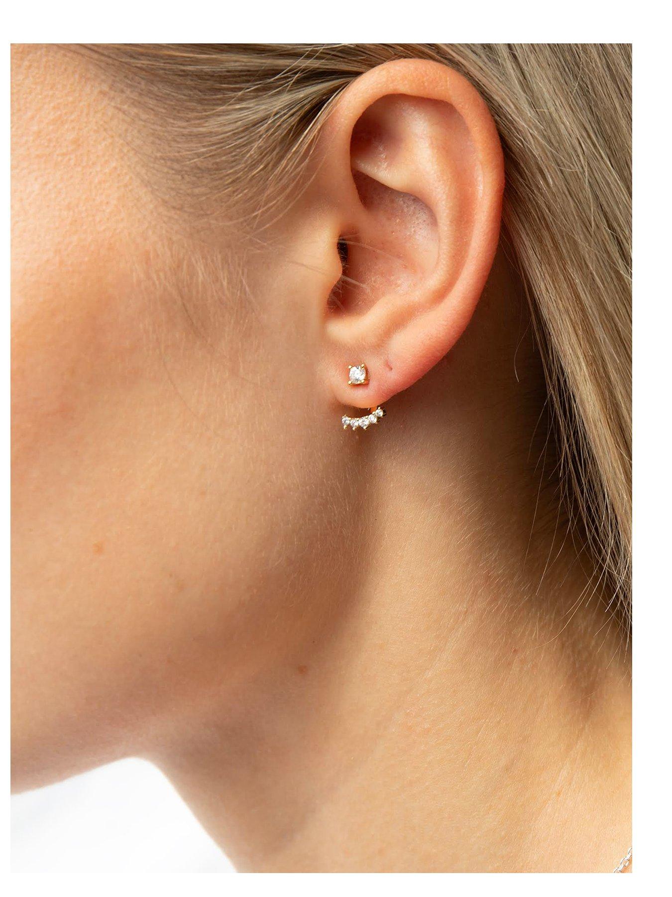 Image 1 of 4 of Seol + Gold 18ct Gold Plated CZ Cluster Earring Jackets