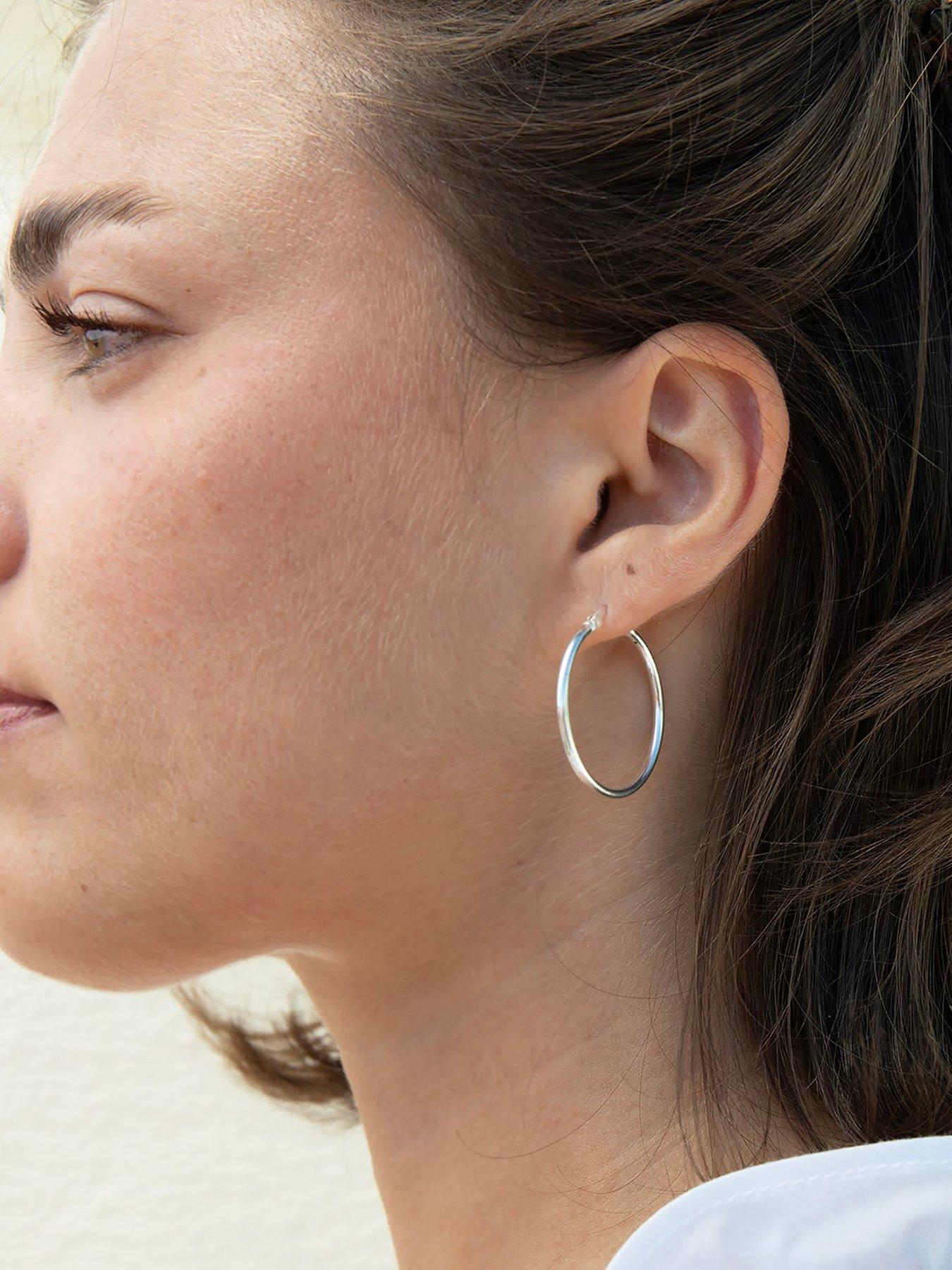 Seol + Gold Sterling Silver Medium 30mm Creole Hoop Earrings