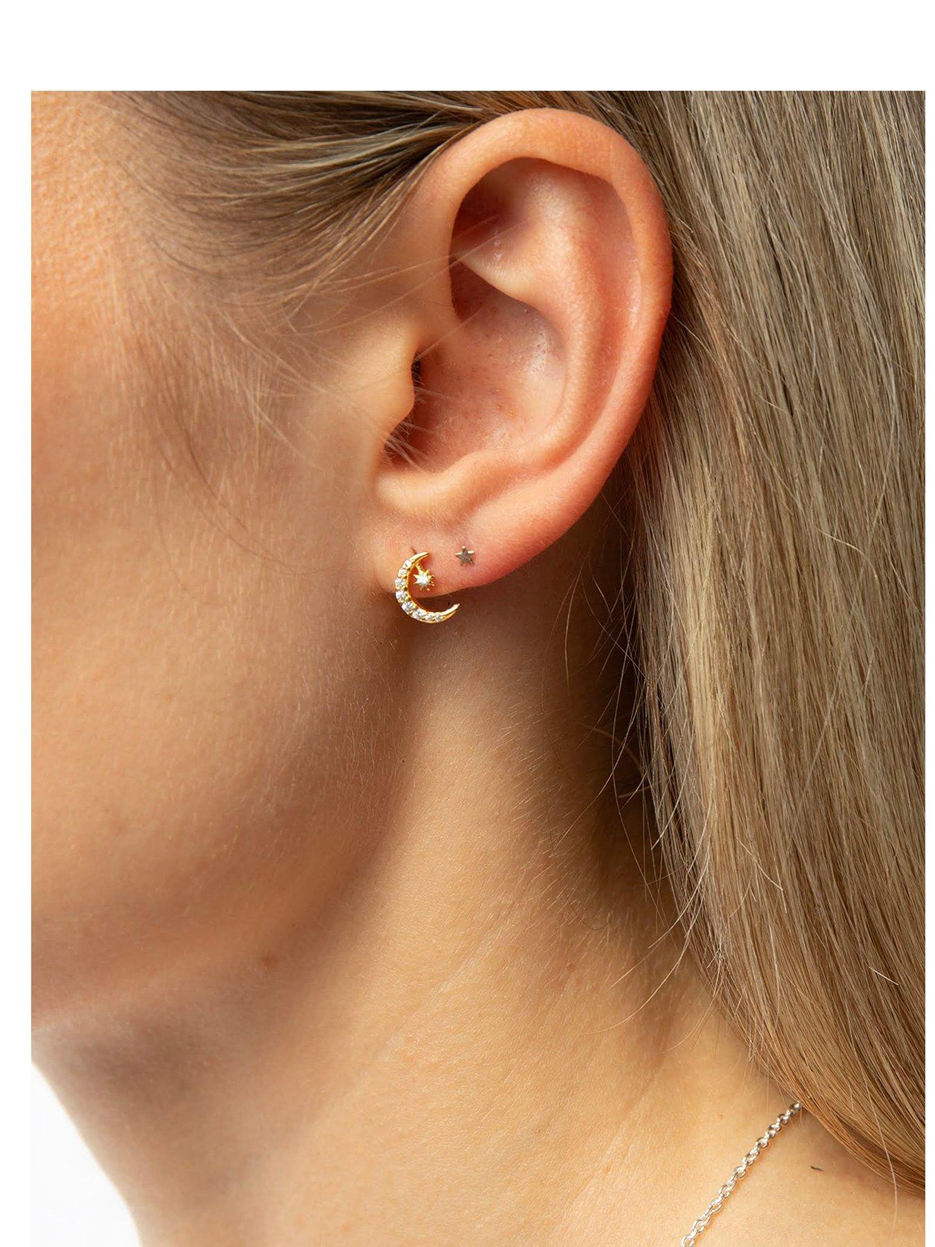 Seol + Gold 18ct Gold Plated Moon CZ Labret Stud