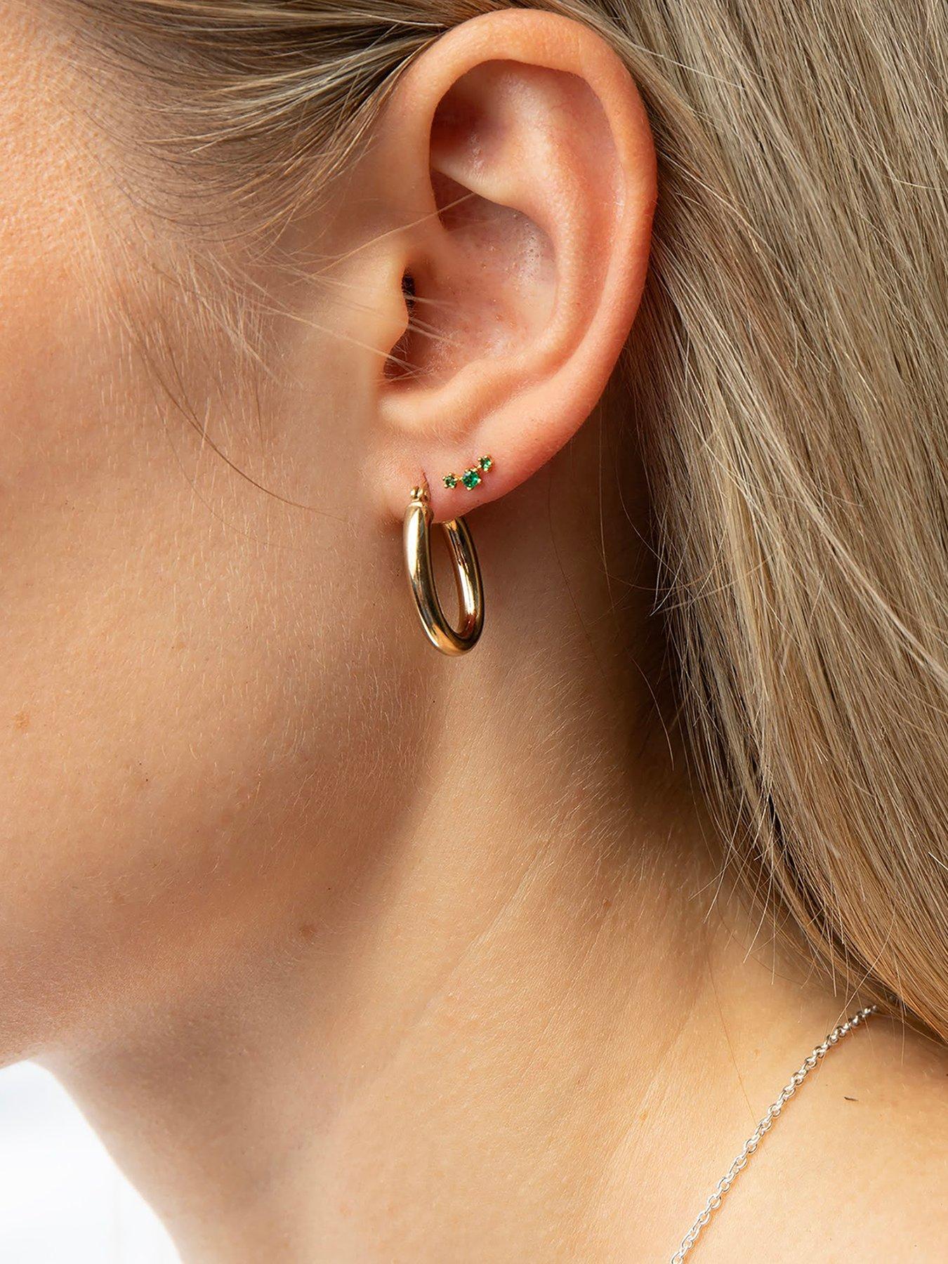 Seol + Gold 18ct Gold Plated Emerlad Constellation CZ Stud