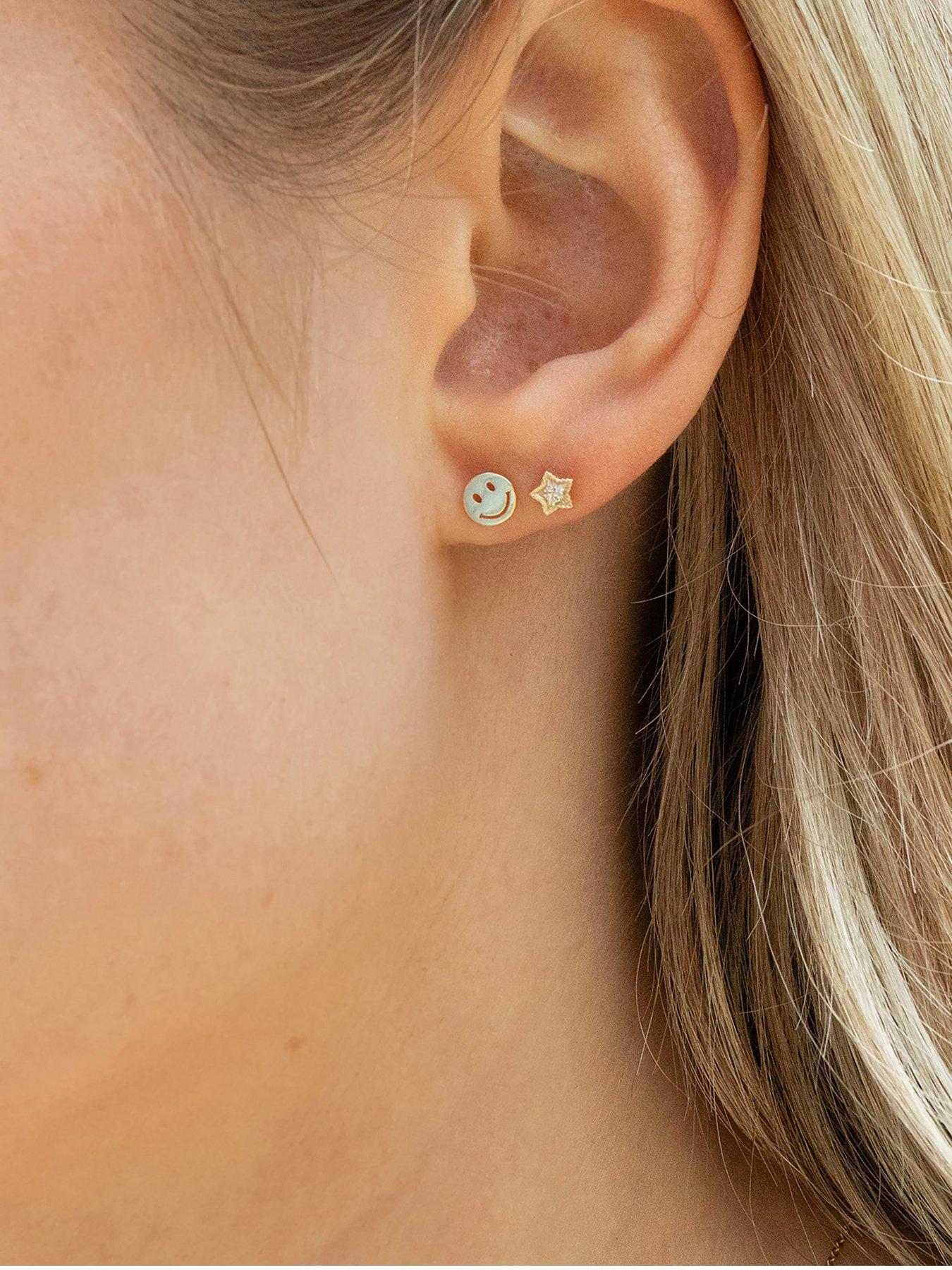 Image 1 of 5 of Seol + Gold 9ct Solid Gold CZ Star Stud