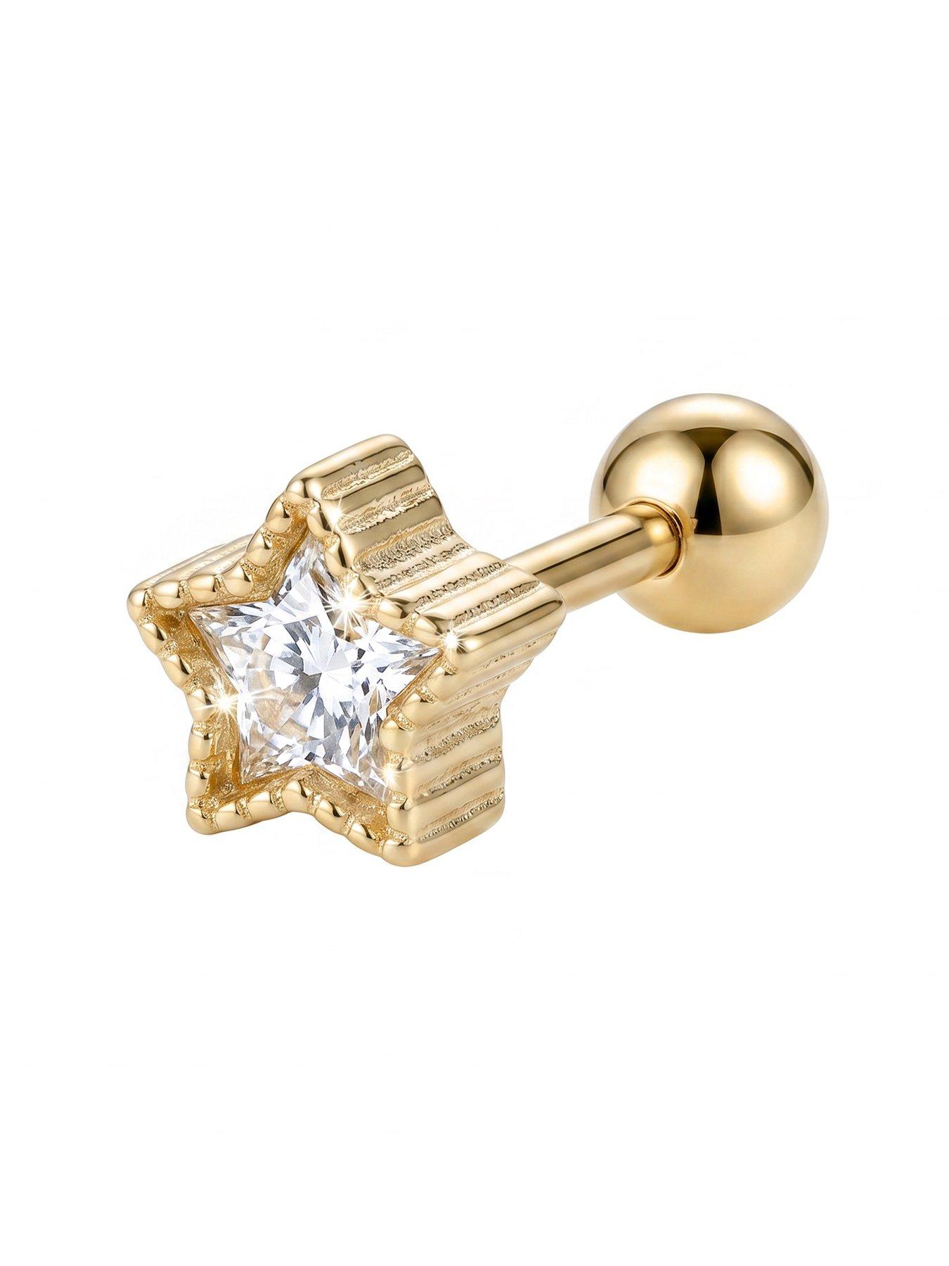 Image 2 of 5 of Seol + Gold 9ct Solid Gold CZ Star Stud