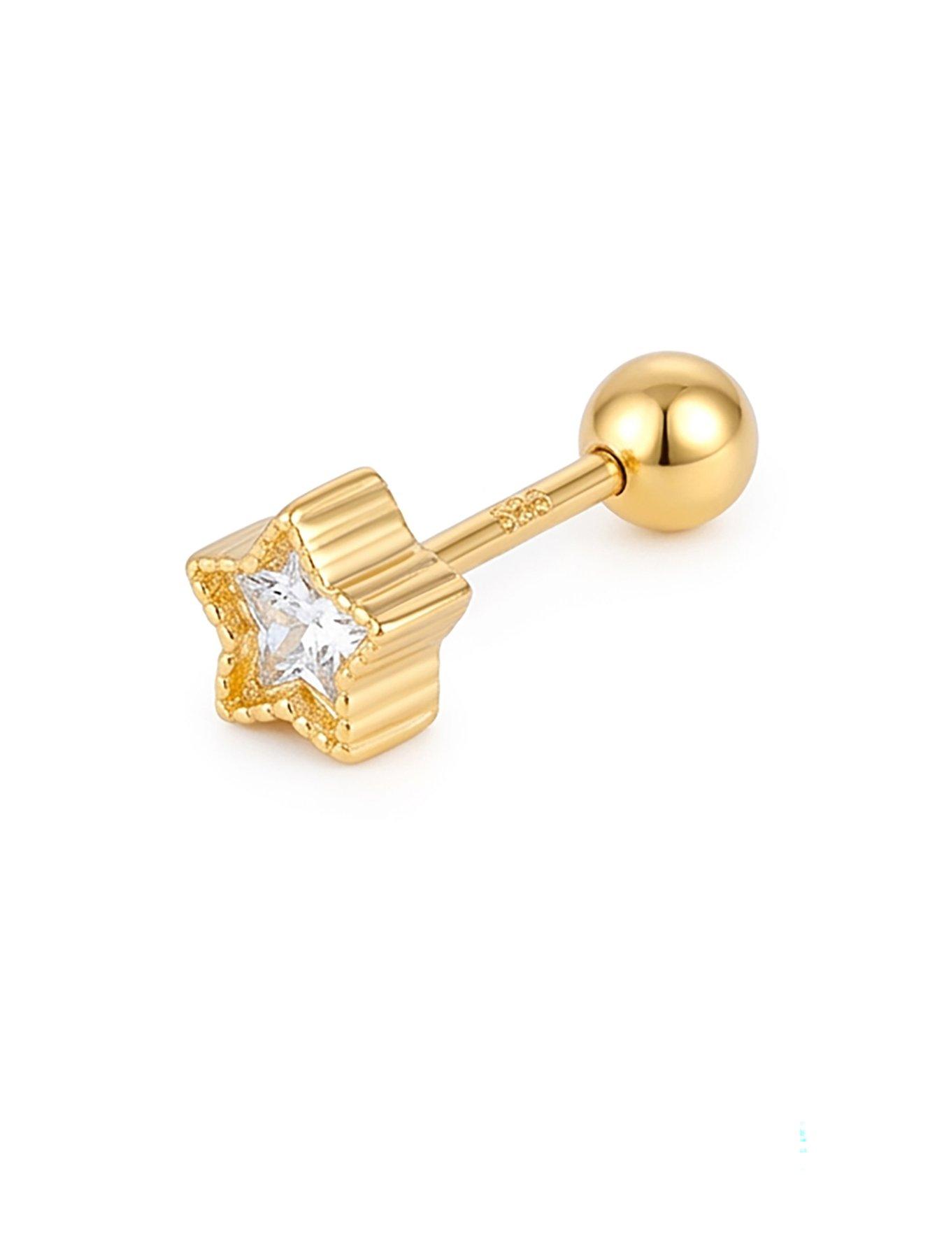 Image 4 of 5 of Seol + Gold 9ct Solid Gold CZ Star Stud