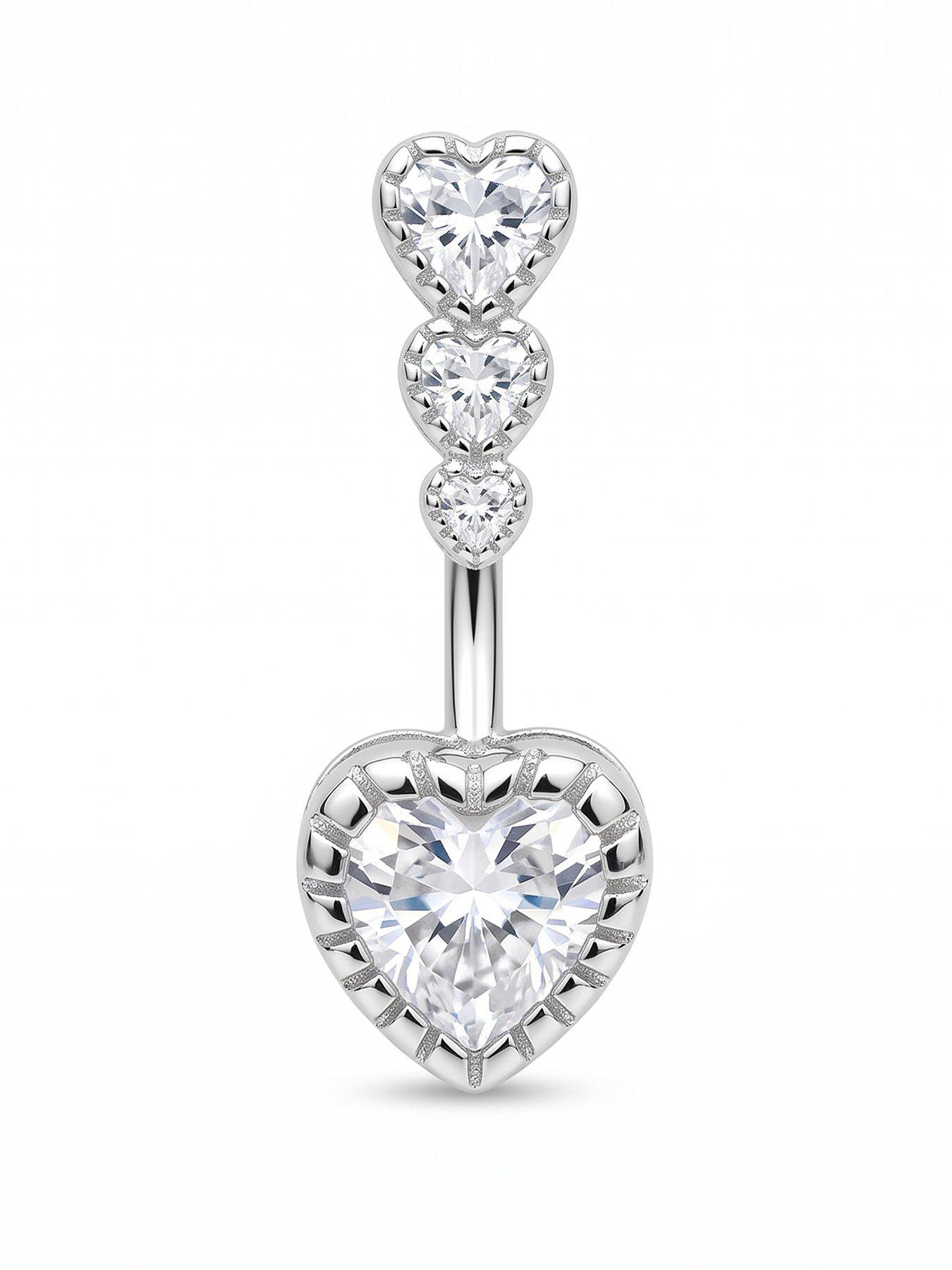 Seol + Gold Sterling Silver Heart CZ Belly Bar