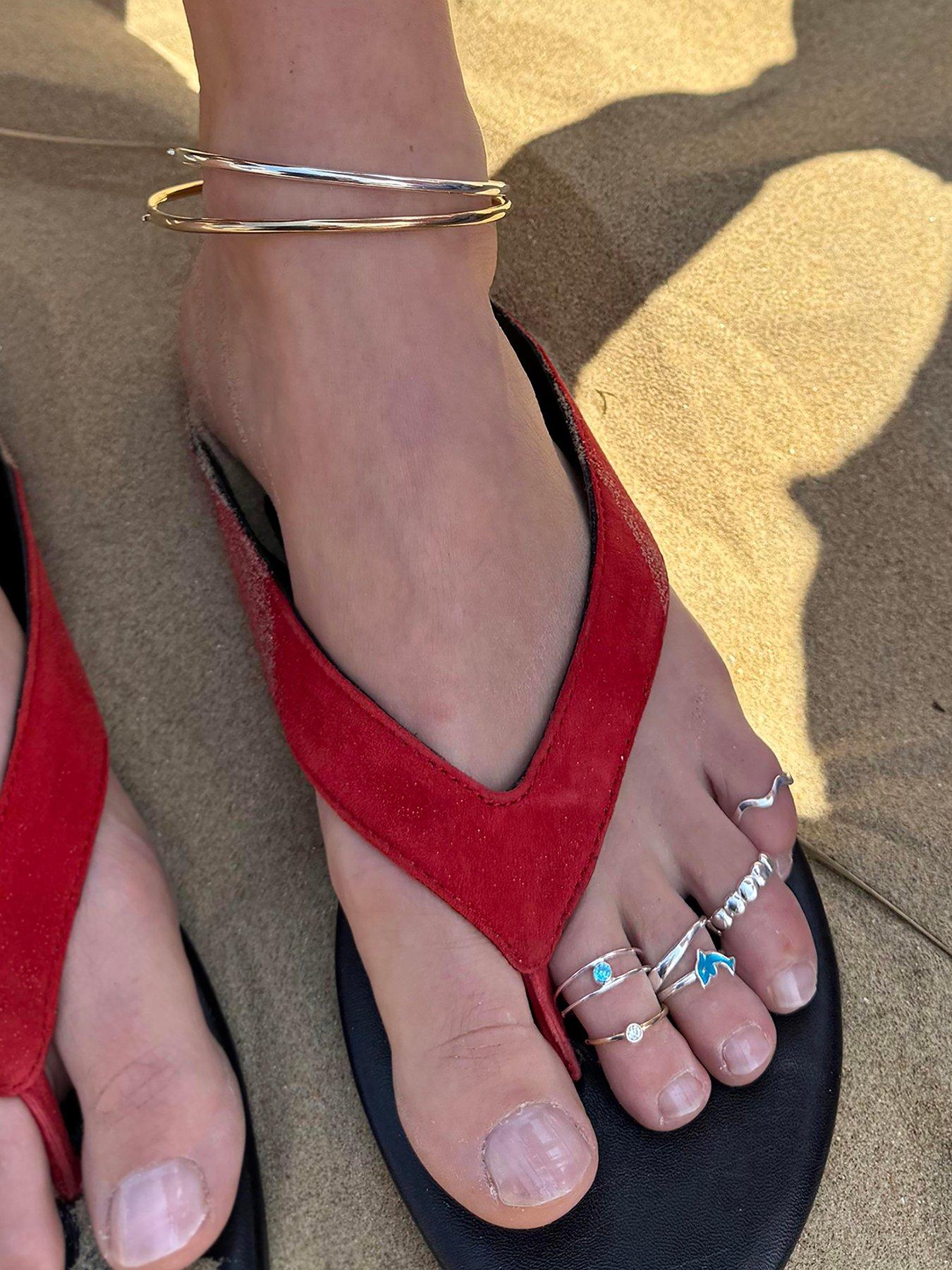 Seol + Gold 18ct Gold Plated Oval Tube Ankle Bracelet