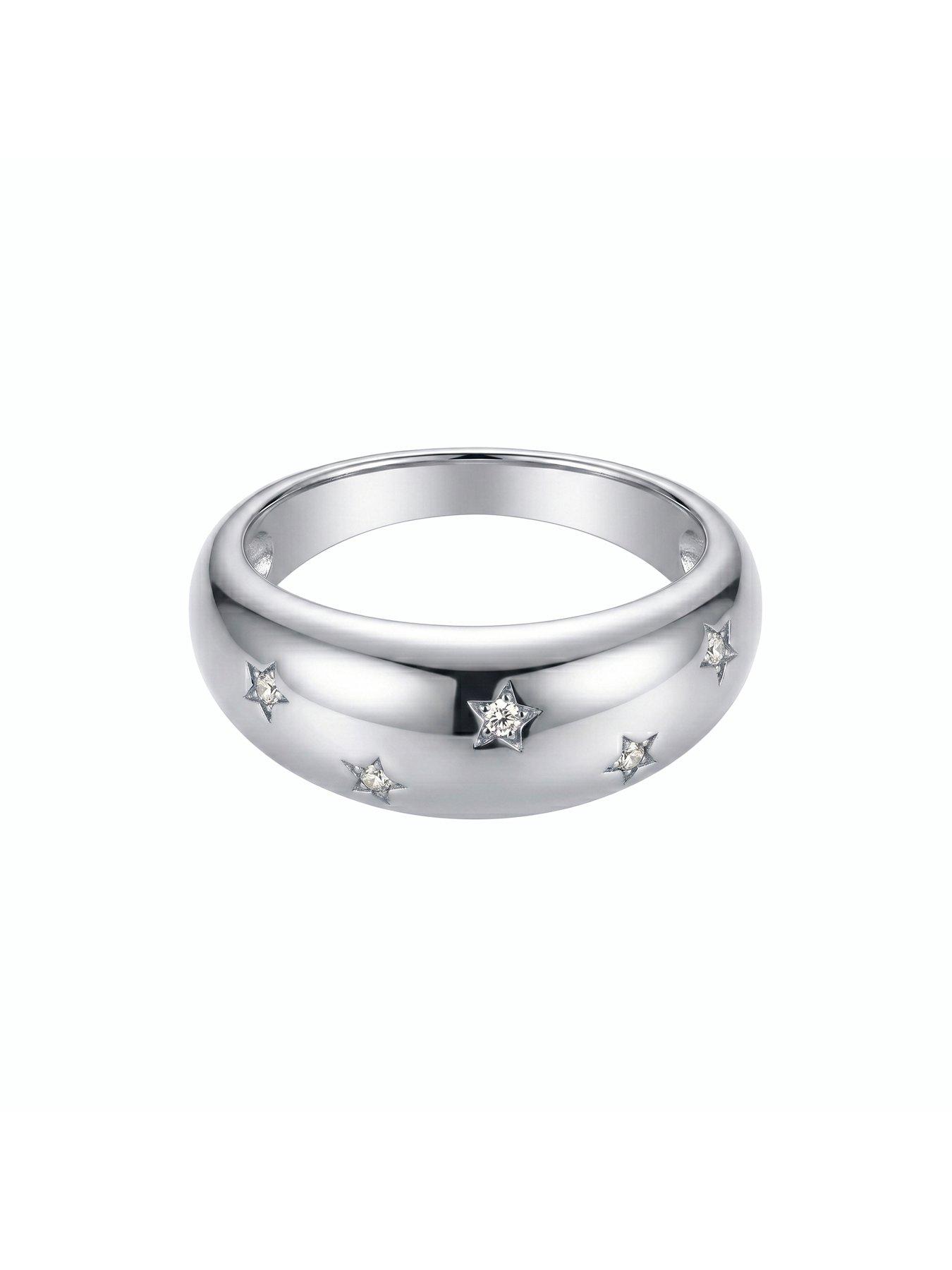 Image 2 of 7 of Seol + Gold Silver Stainless Steel CZ Starry Domed Ring