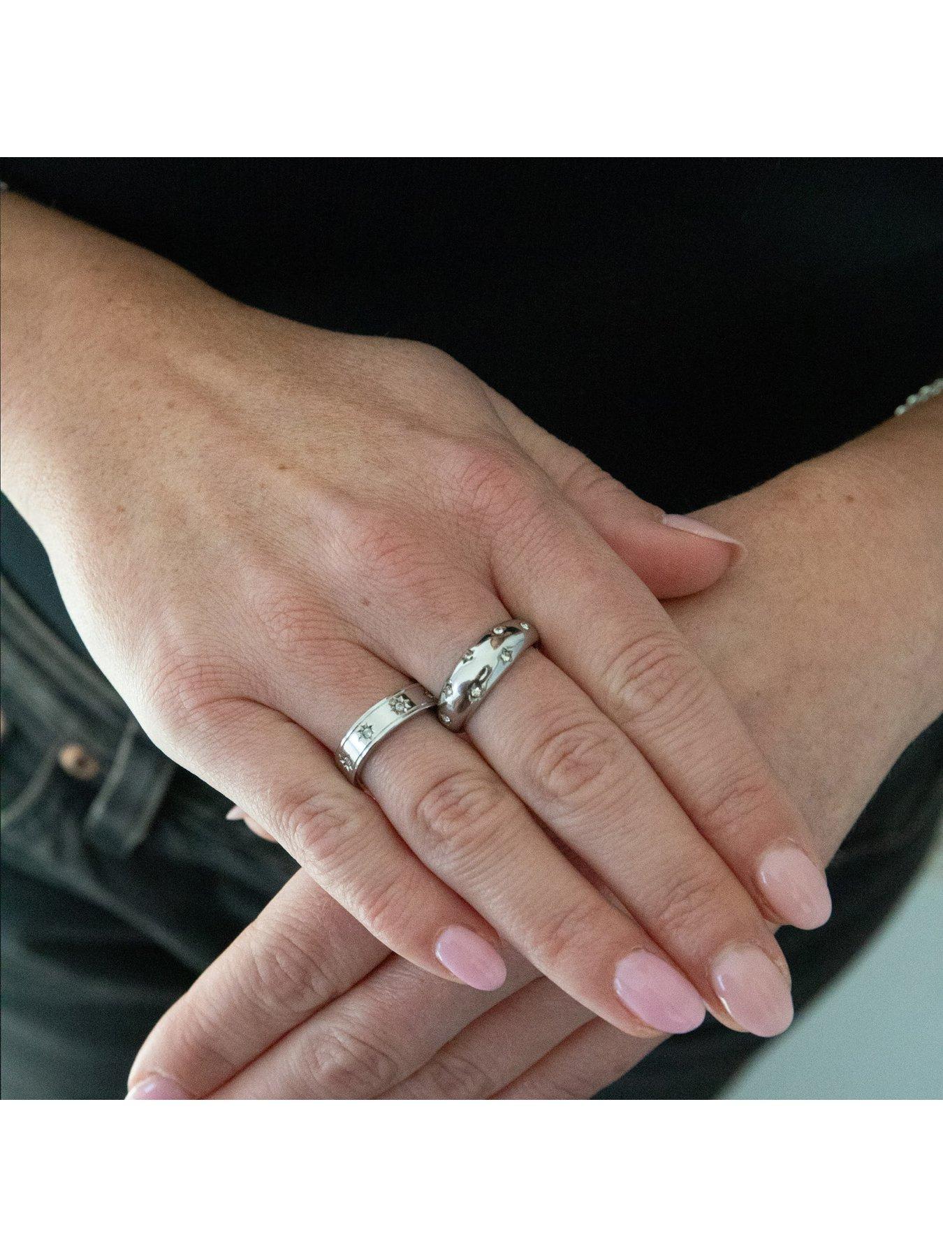 Image 5 of 7 of Seol + Gold Silver Stainless Steel CZ Starry Domed Ring