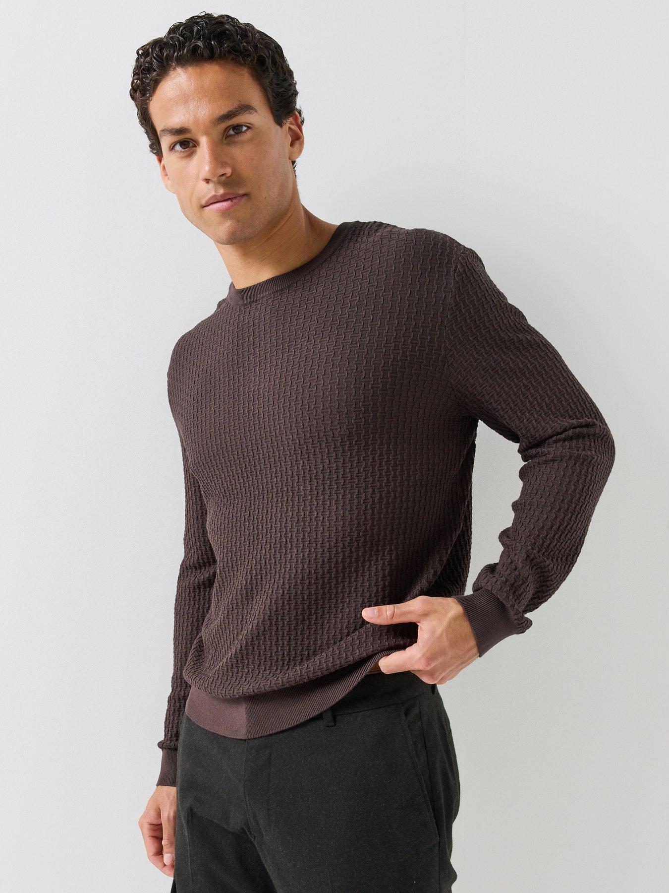 Armani Exchange Men's Lightweight Textured Wool Crew-Neck Jumper - Licorice Chain - L - Image 3