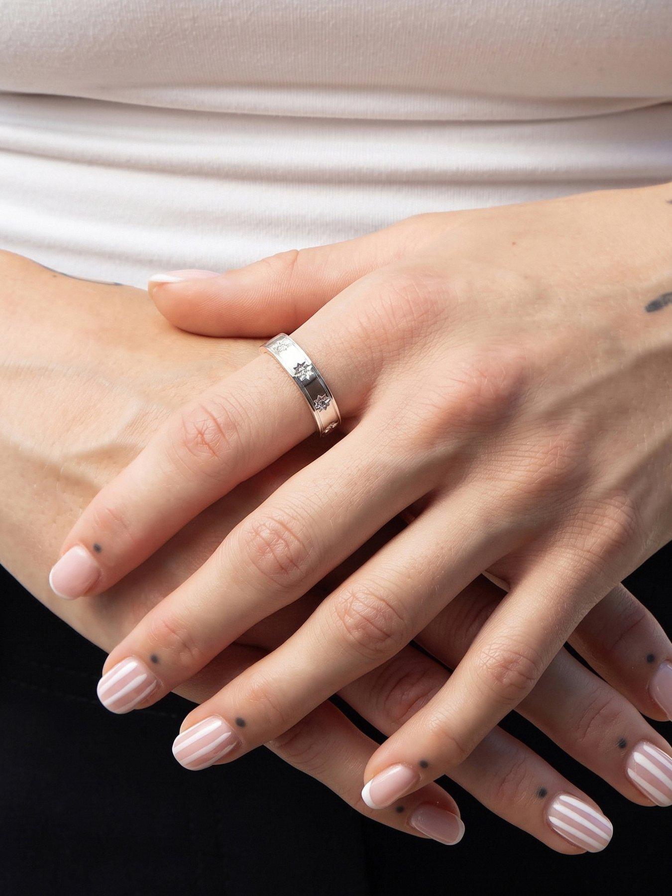 Seol + Gold Silver Stainless Steel CZ Starry Band
