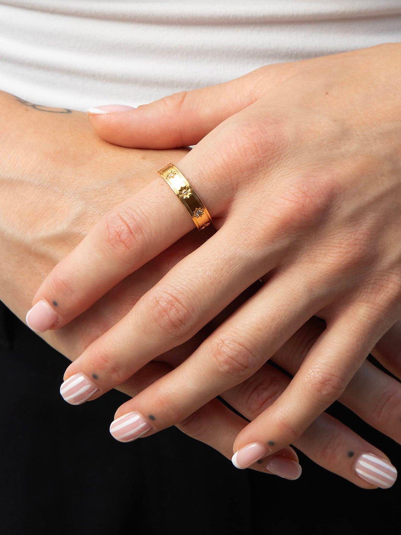 Seol + Gold Gold Stainless Steel CZ Starry Band