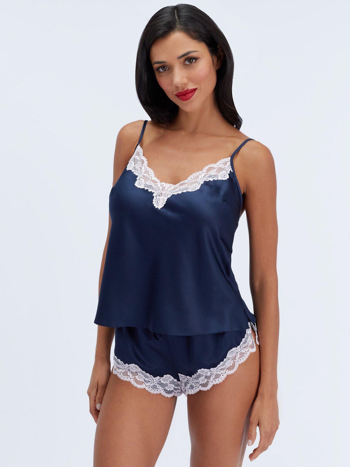 Image 1 of 5 of Boux Avenue Amelia Satin Cami Set - Dark Navy