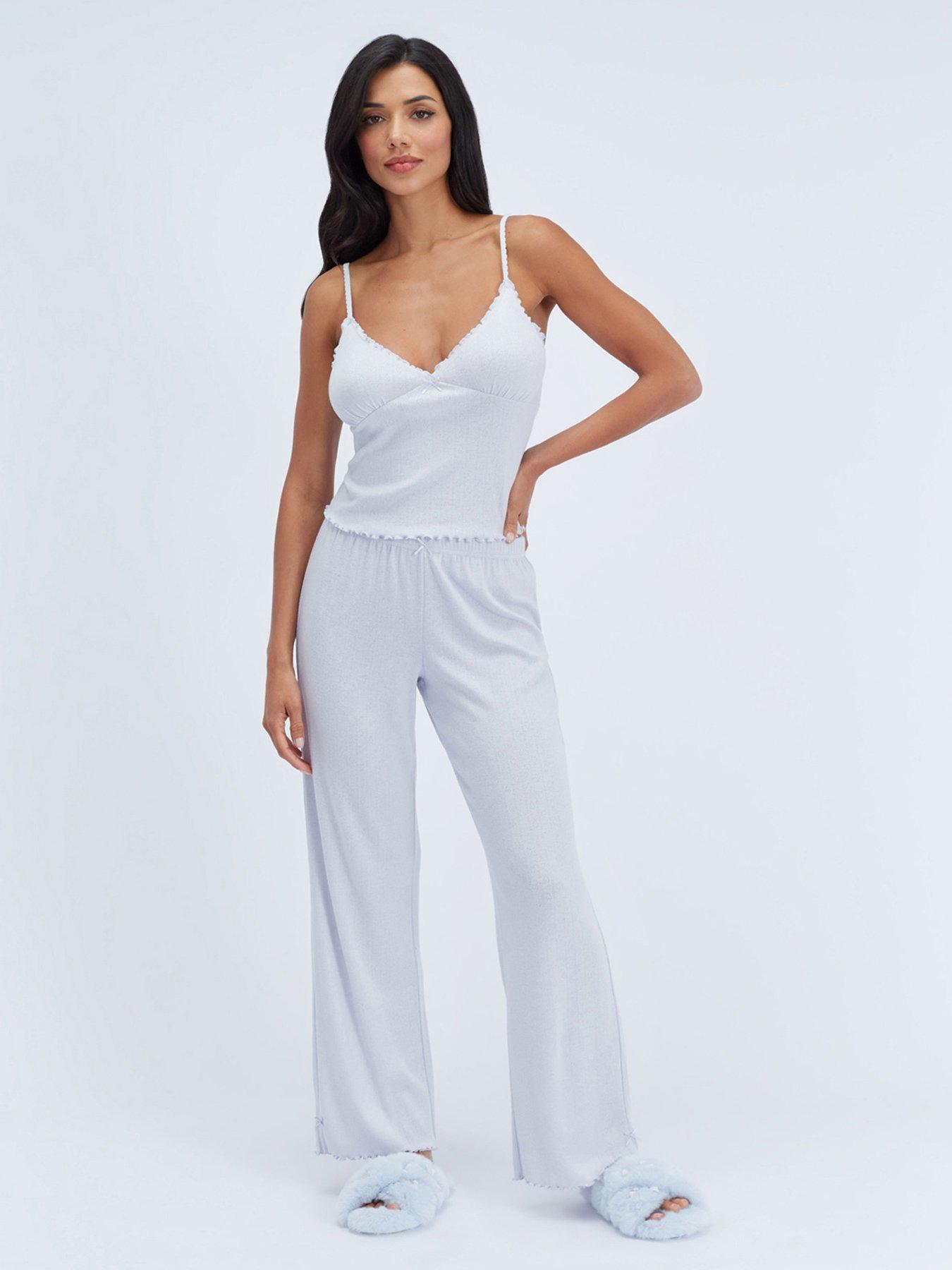 Image 1 of 6 of Boux Avenue Pointelle Frill Cami Pj Set - Ice Blue
