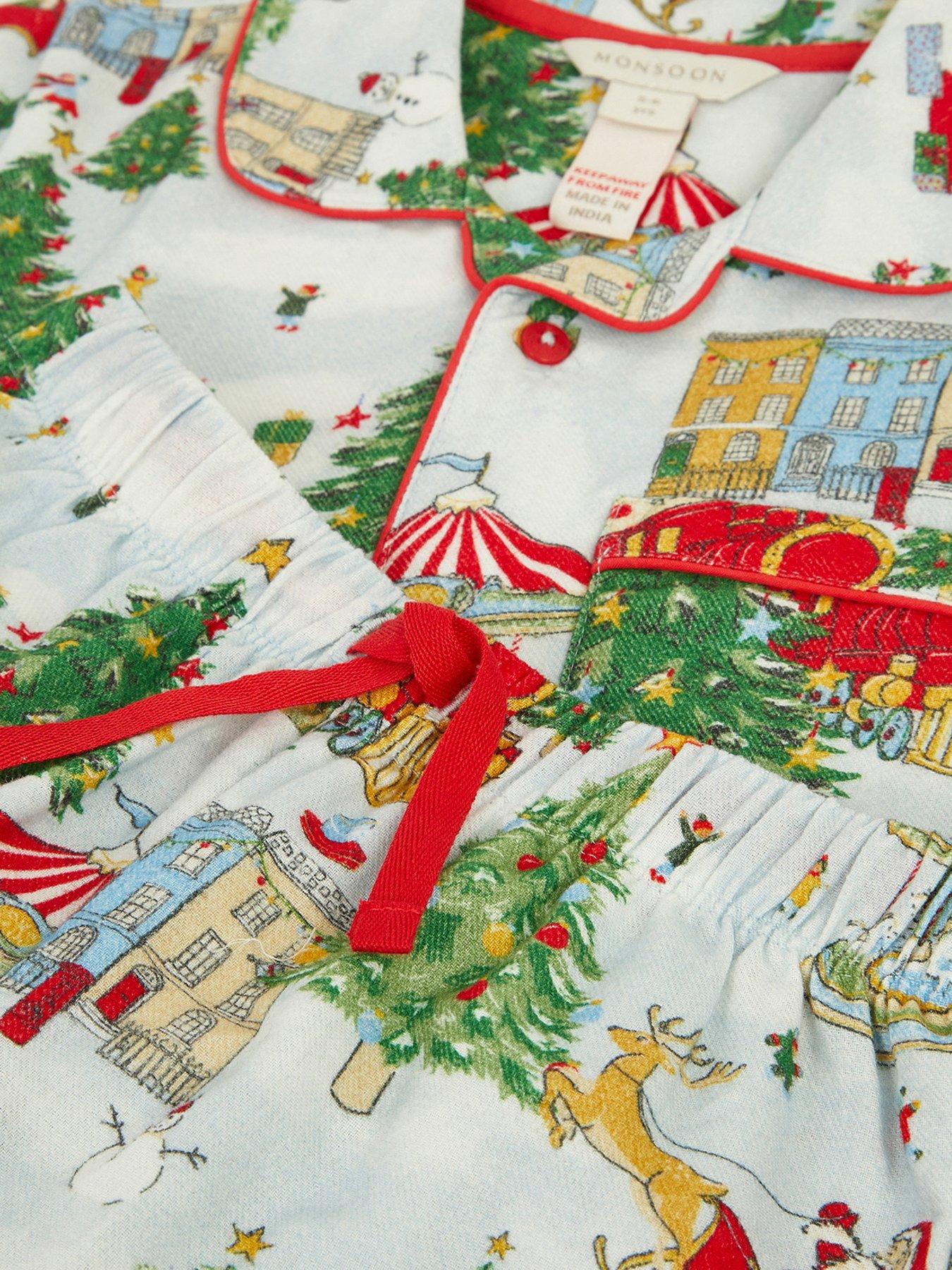 Image 3 of 4 of Monsoon Boys Vintage Christmas Button Through Pyjamas - Light Cream