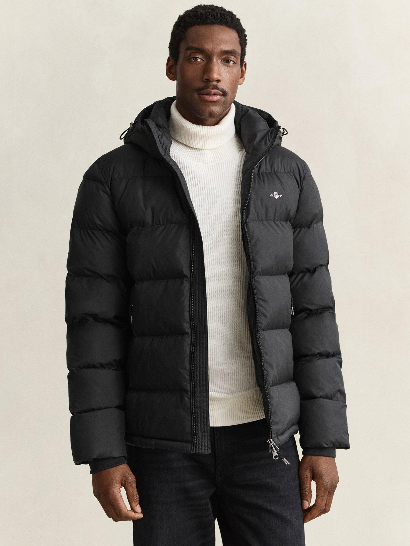 GANT Mens Active Cloud Padded Hood Zip Jacket, Black, Size L, Men