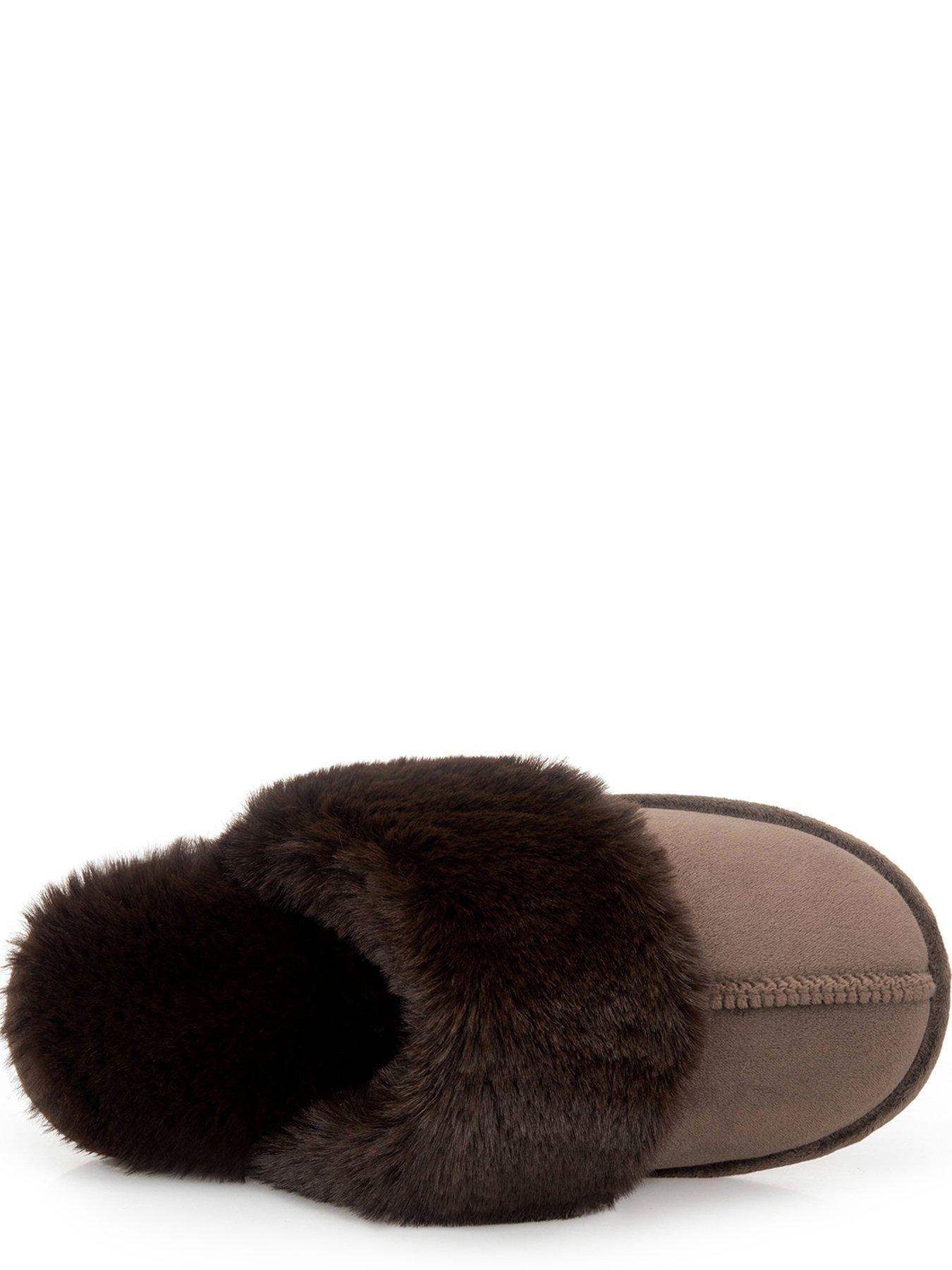 Image 2 of 5 of TOTES Velour Moccasin Slippers - Chocolate