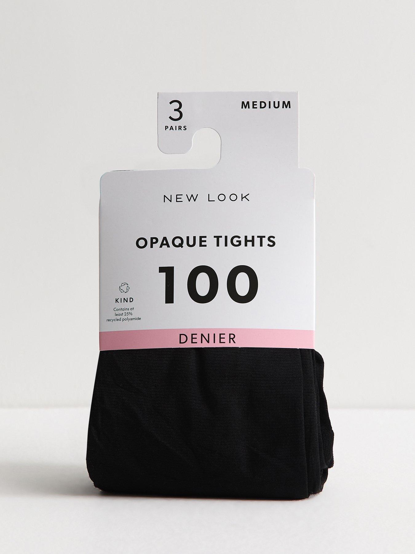 Image 4 of 4 of New Look Womens 100 Denier Opaque 3 Pack Tights - Black