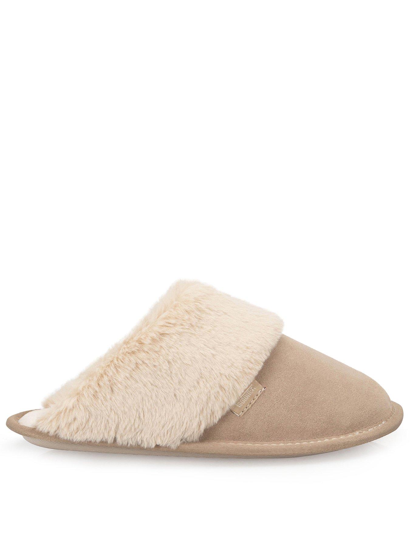Image 1 of 5 of Totes Isotoner Womens Suede Mule Slippers With Faux Fur Lining - Sand