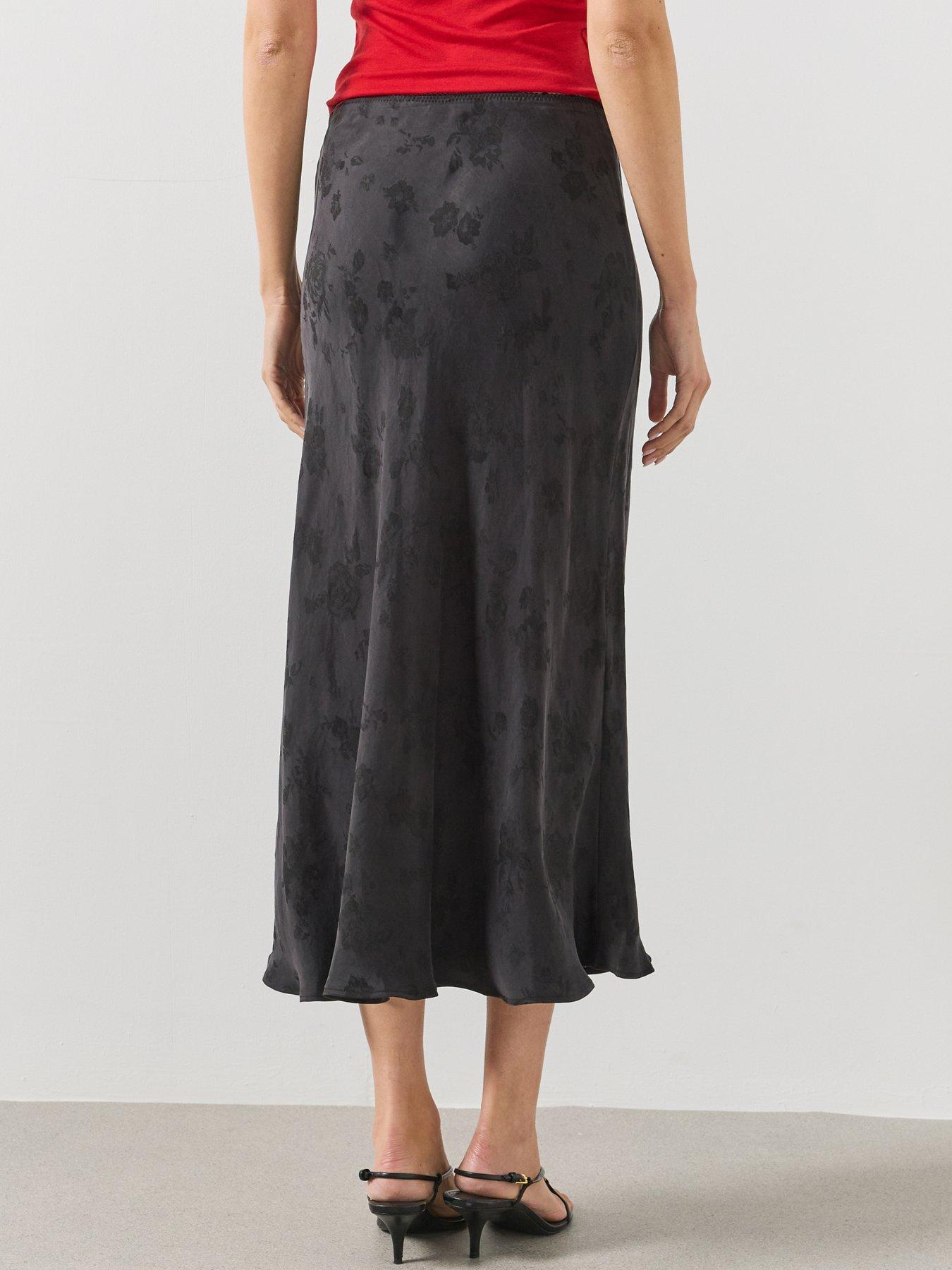 Image 2 of 5 of Mango Womens Devor&eacute; A-Line Midi Skirt - Black