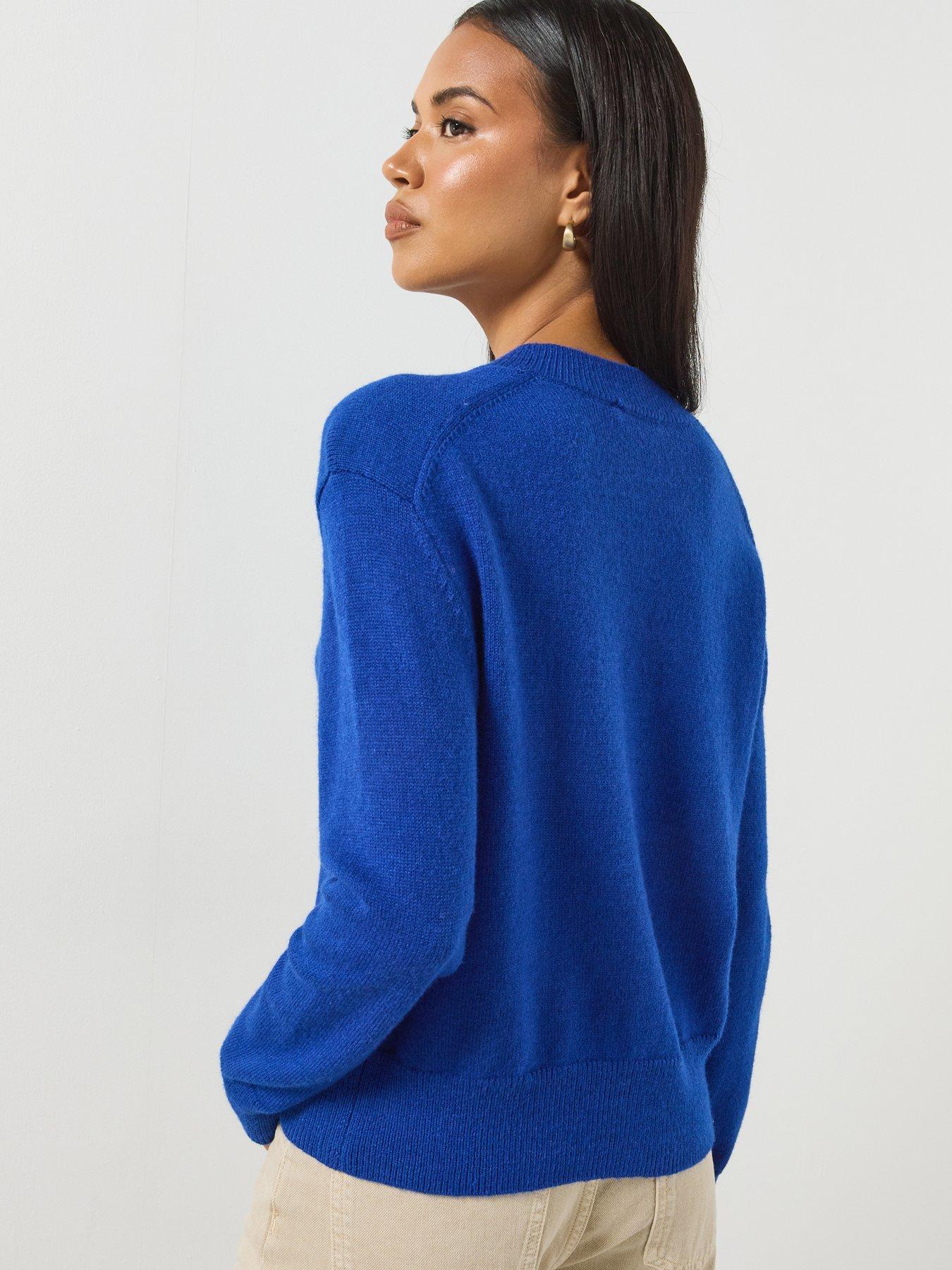 Image 2 of 6 of Mango V-Neck Knit Sweater - Blue