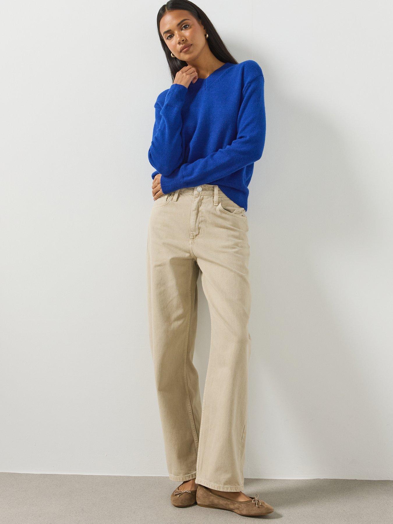 Image 3 of 6 of Mango V-Neck Knit Sweater - Blue