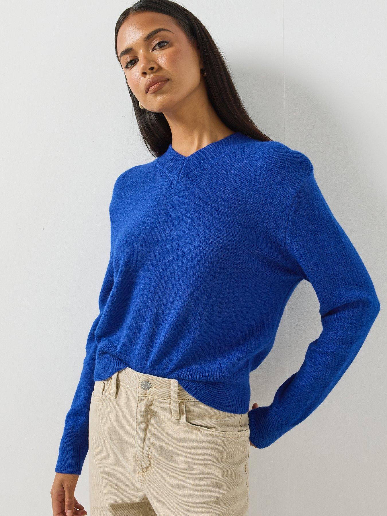 Image 5 of 6 of Mango V-Neck Knit Sweater - Blue
