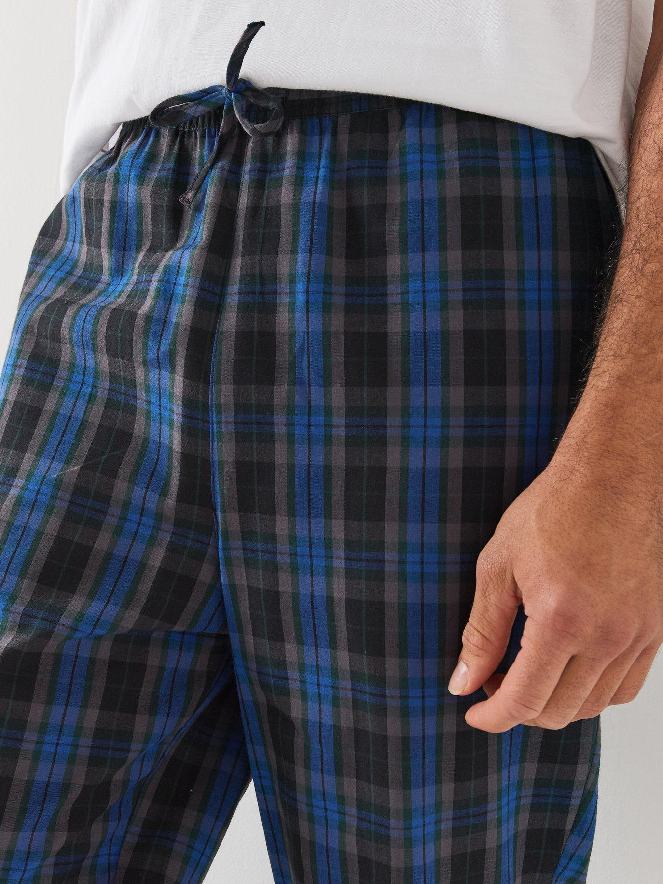 Image 4 of 5 of Jack & Jones Mens Florence 2-Piece Cotton Checked Pyjama Set - White