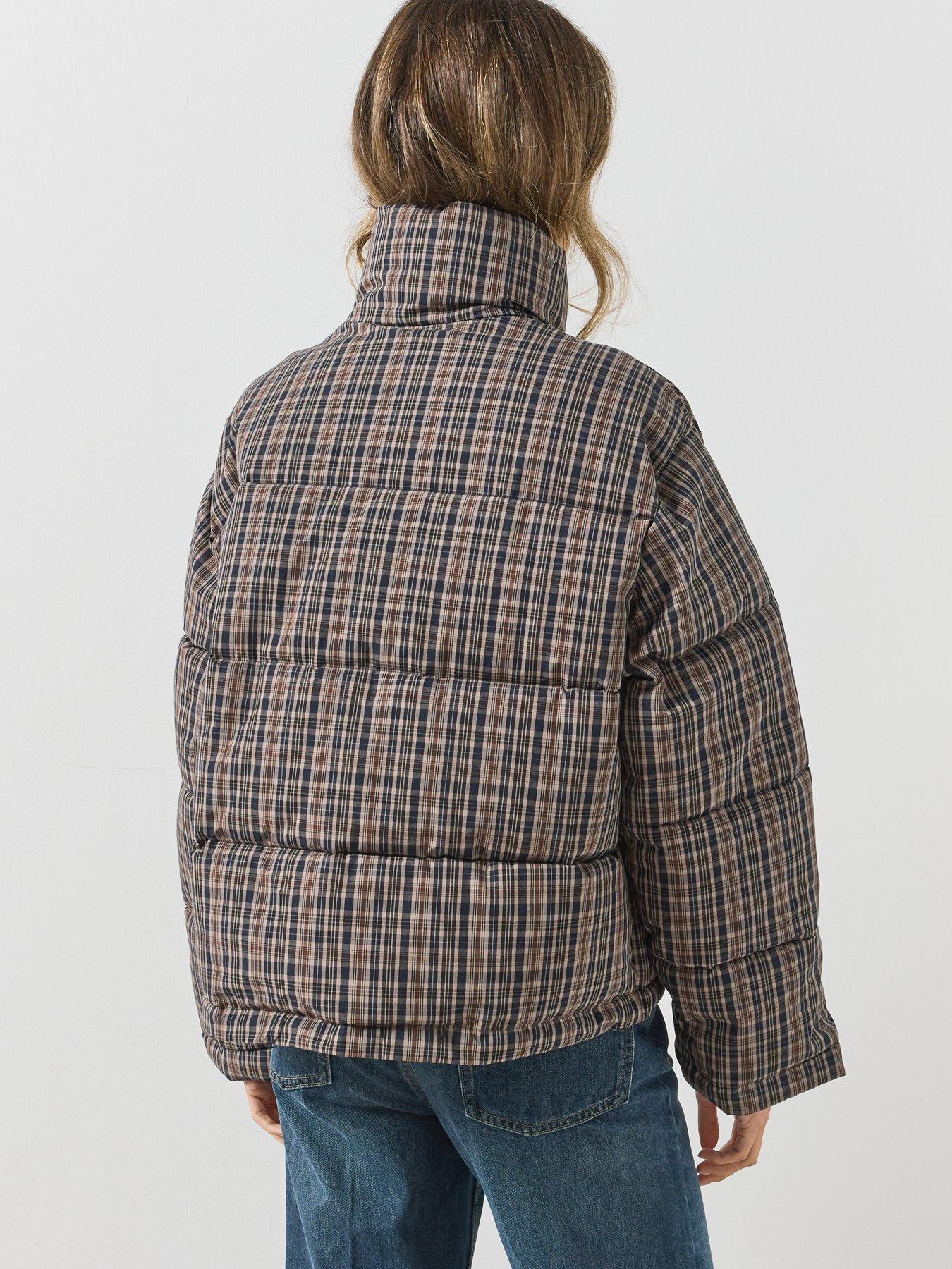 Image 2 of 6 of Mango Womens Checked Quilted Anorak Jacket - Navy