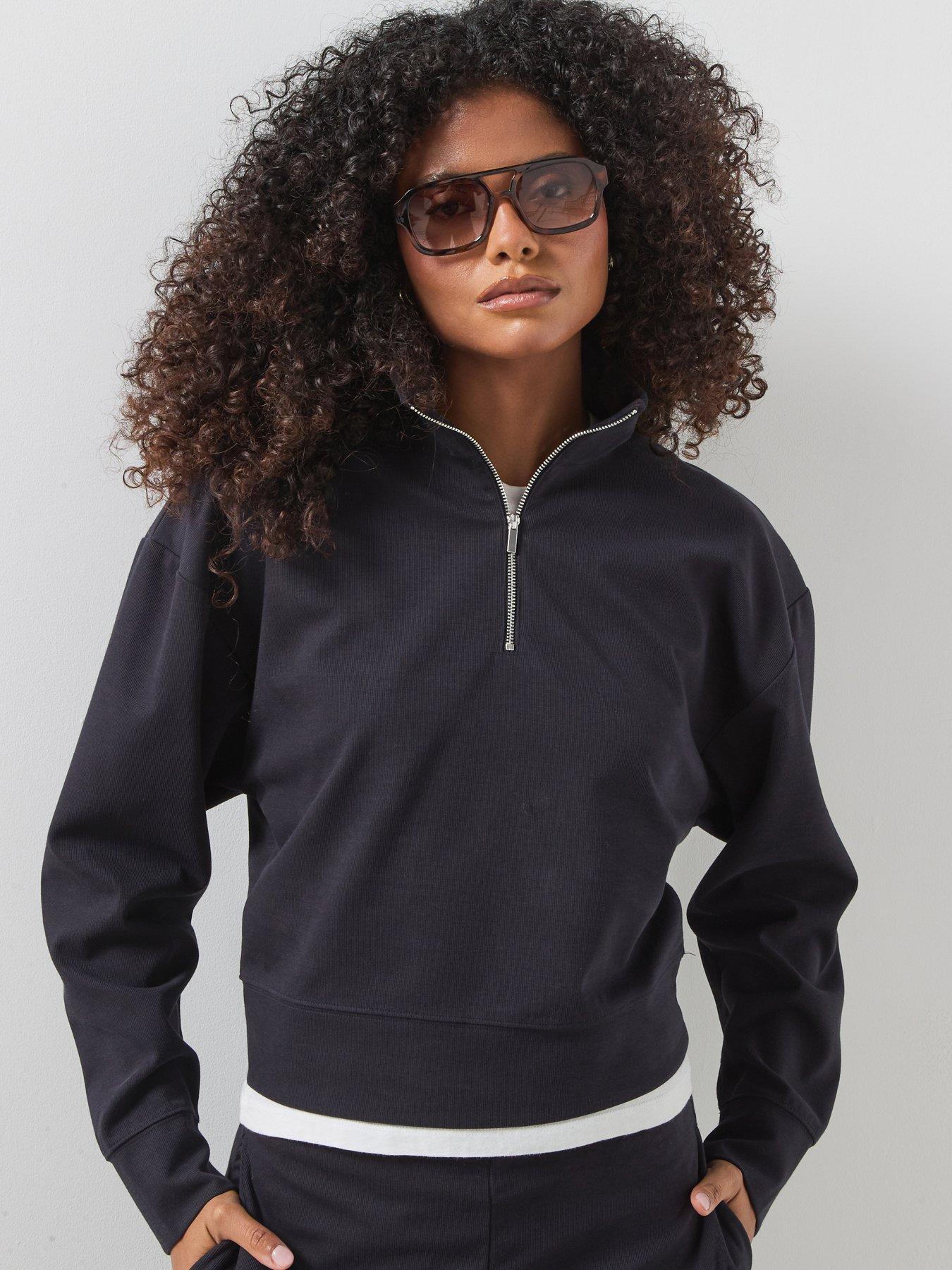 Image 1 of 5 of Mango Womens Half Zip Turtleneck Sweatshirt - Navy